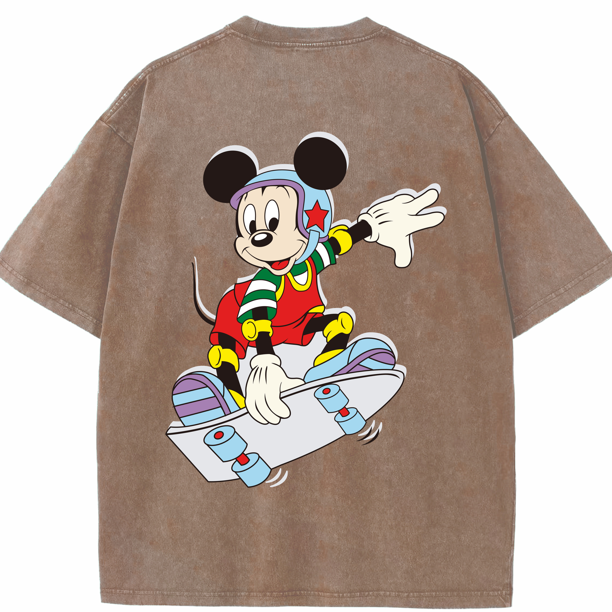 （画像用） ミッキーマウス Mickey Mouse 綿100% ヴィンテージ風 半袖Tシャツ（背面プリント）