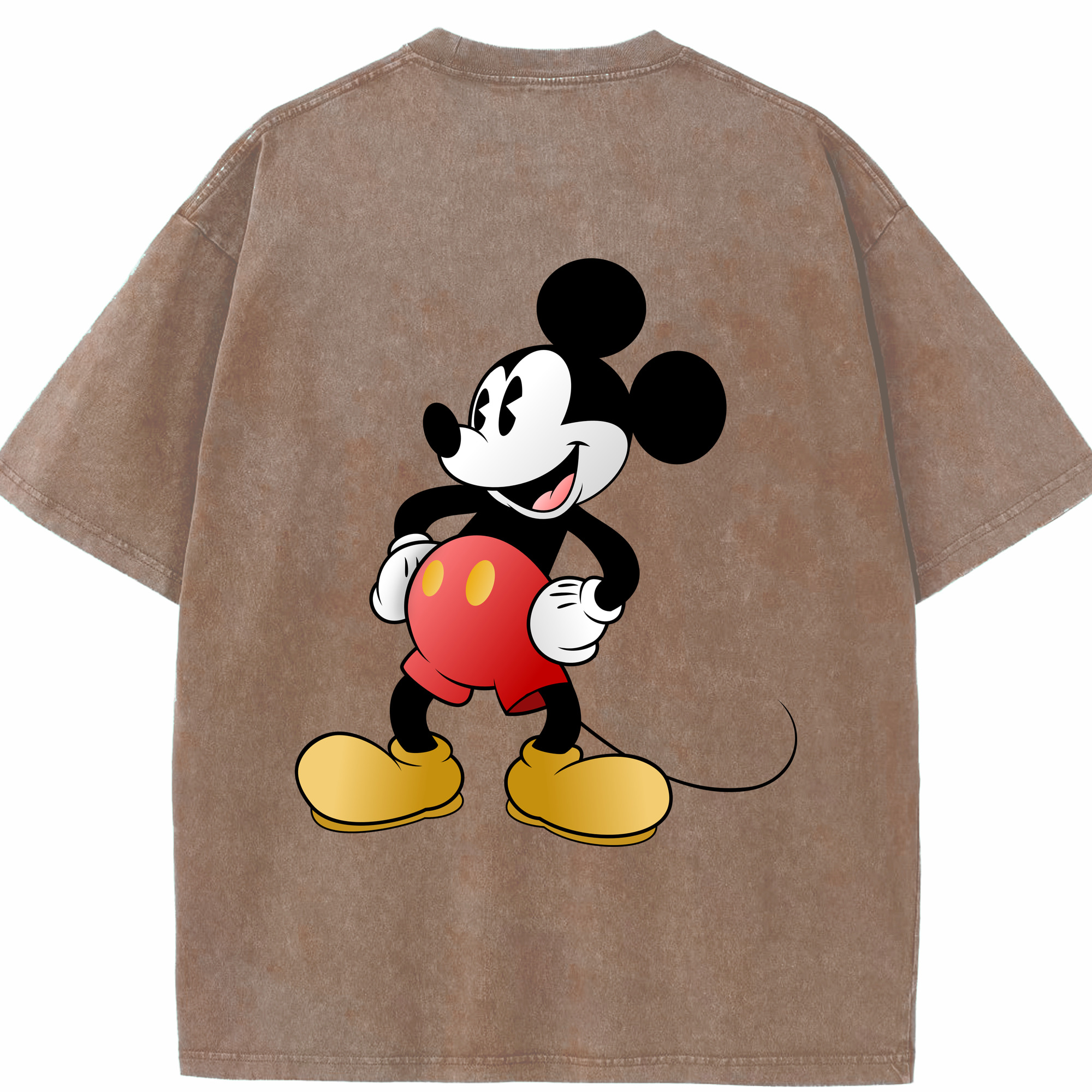 （画像用） ミッキーマウス Mickey Mouse 綿100% ヴィンテージ風 半袖Tシャツ（背面プリント）
