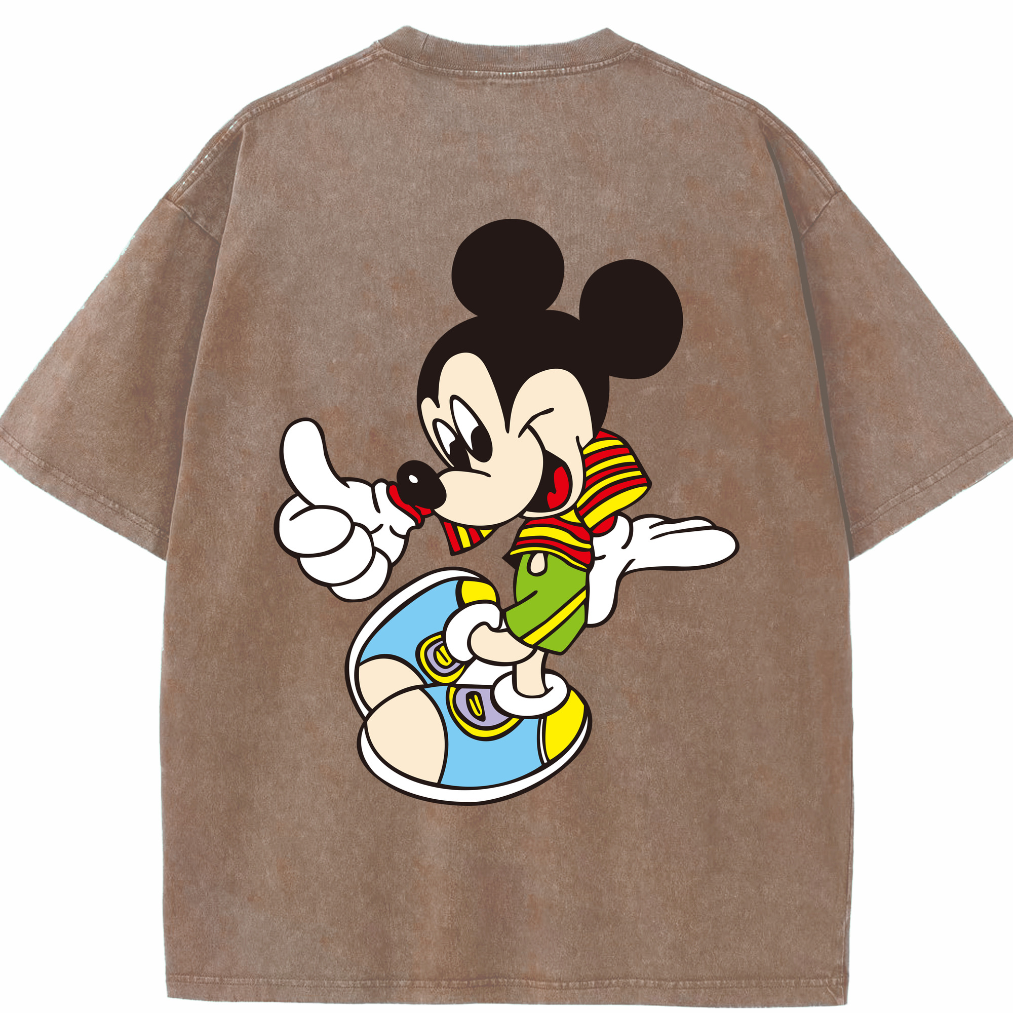 （画像用） ミッキーマウス Mickey Mouse 綿100% ヴィンテージ風 半袖Tシャツ（背面プリント）