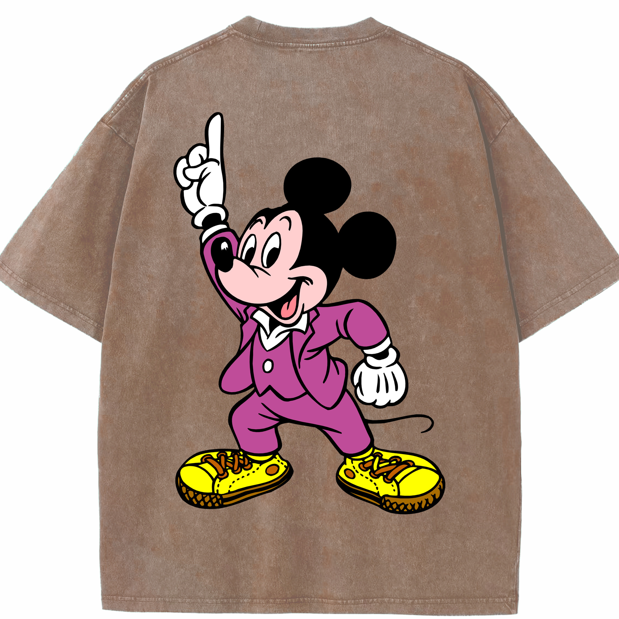 （画像用） ミッキーマウス Mickey Mouse 綿100% ヴィンテージ風 半袖Tシャツ（背面プリント）