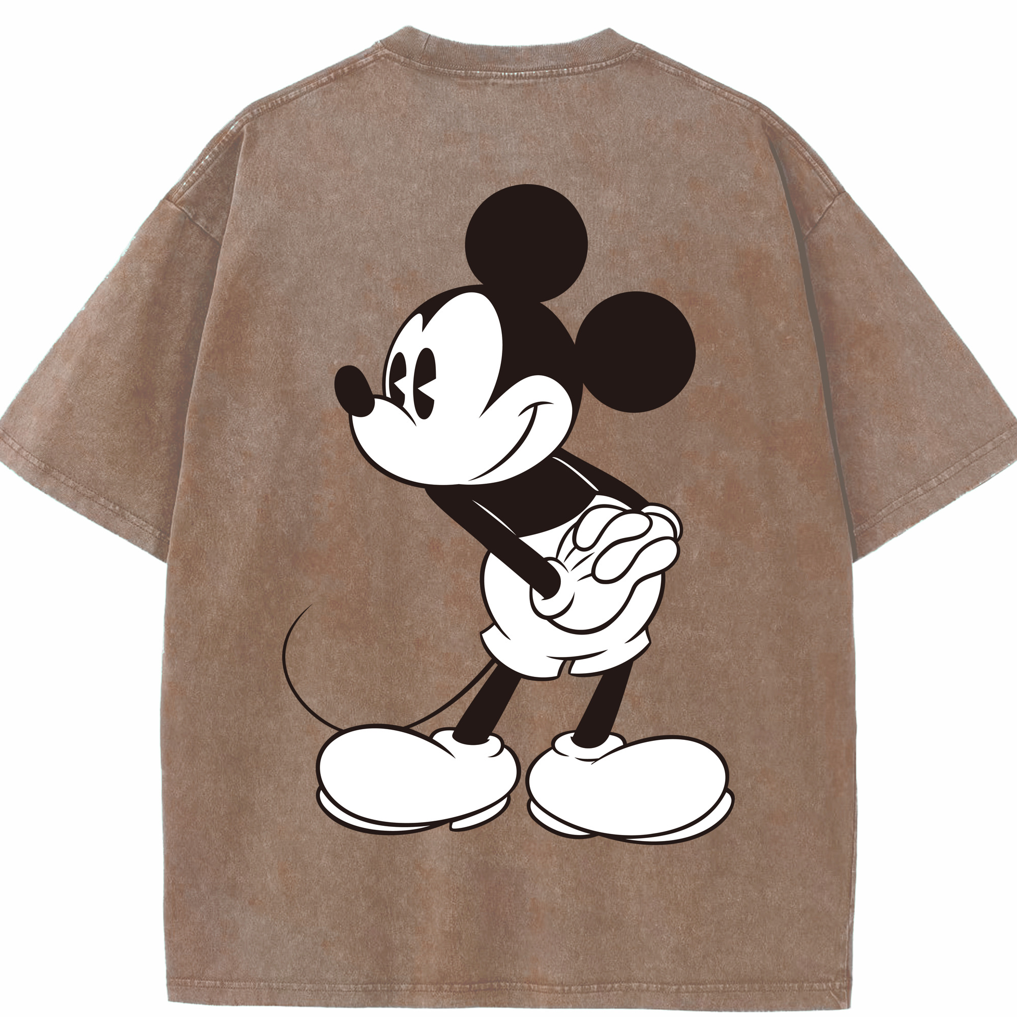 （画像用） ミッキーマウス Mickey Mouse 綿100% ヴィンテージ風 半袖Tシャツ（背面プリント）