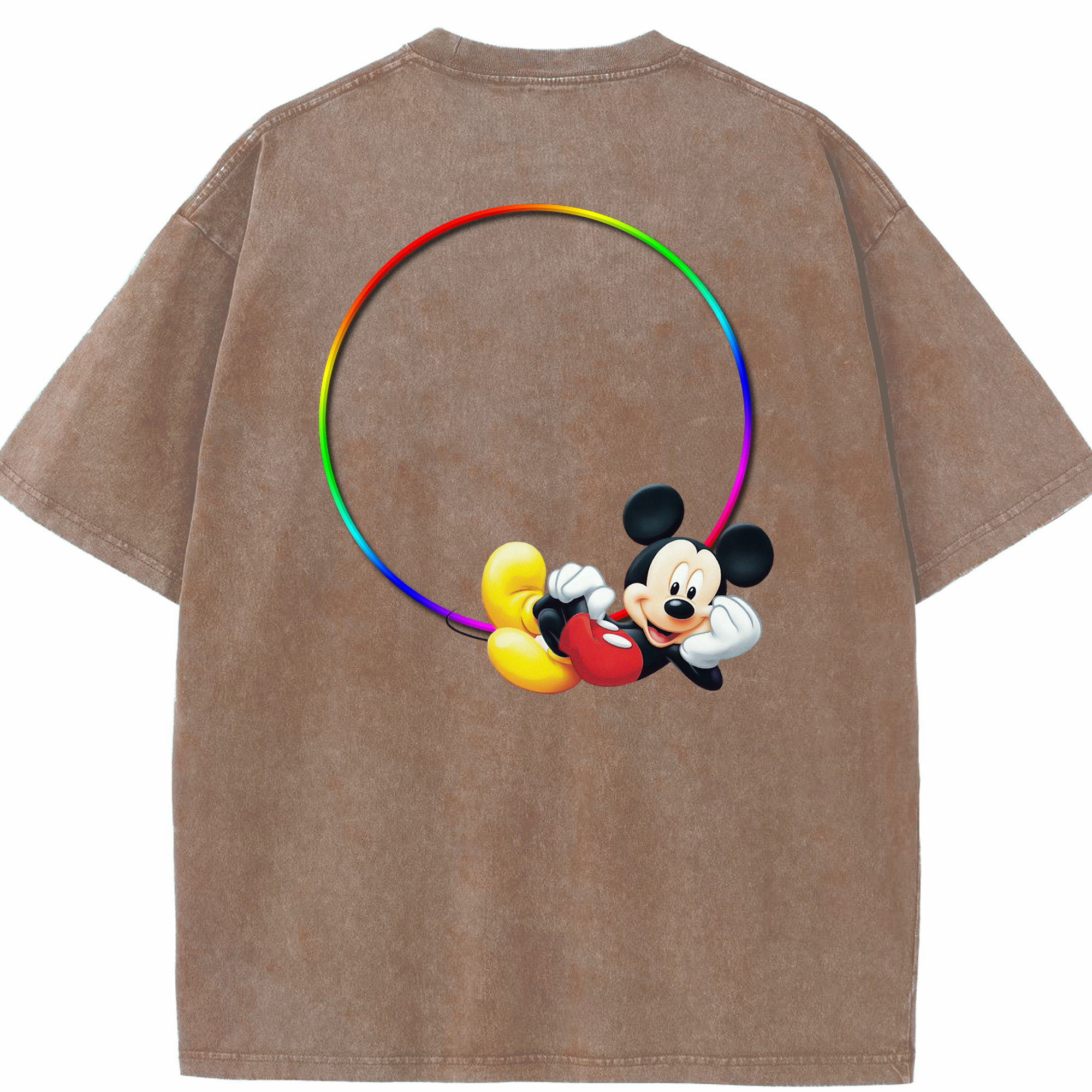 （画像用） ミッキーマウス Mickey Mouse 綿100% ヴィンテージ風 半袖Tシャツ（背面プリント）