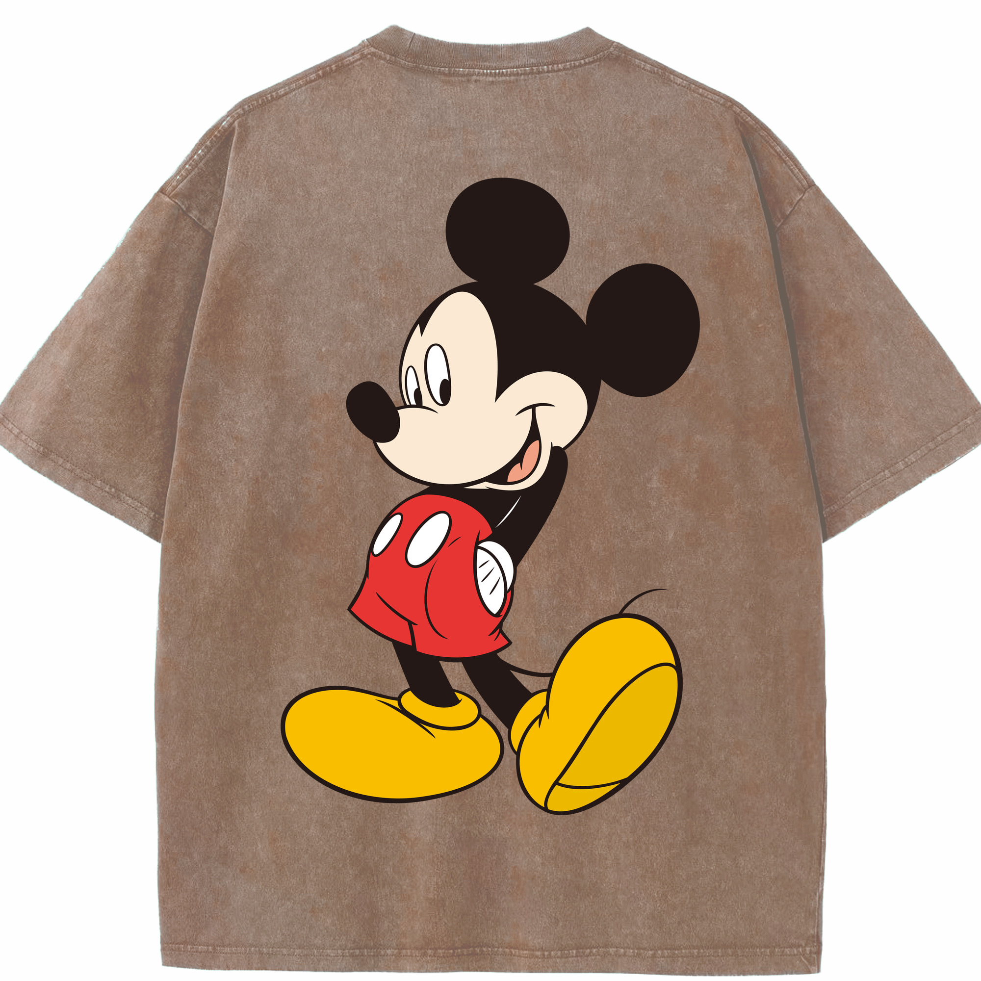 （画像用） ミッキーマウス Mickey Mouse 綿100% ヴィンテージ風 半袖Tシャツ（背面プリント）