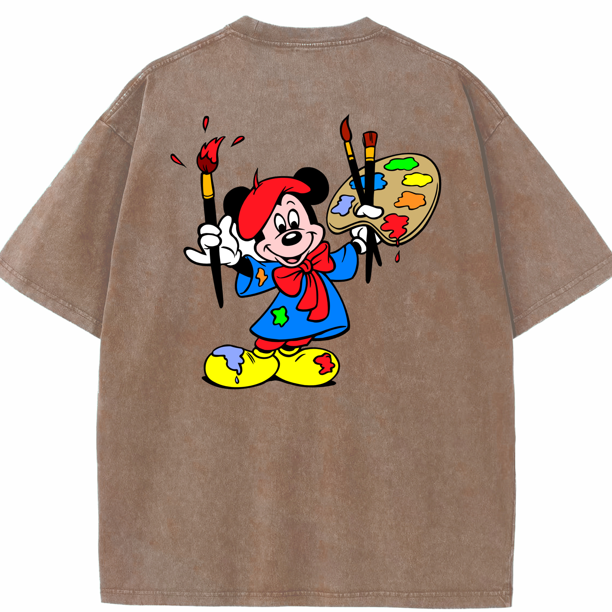 （画像用） ミッキーマウス Mickey Mouse 綿100% ヴィンテージ風 半袖Tシャツ（背面プリント）