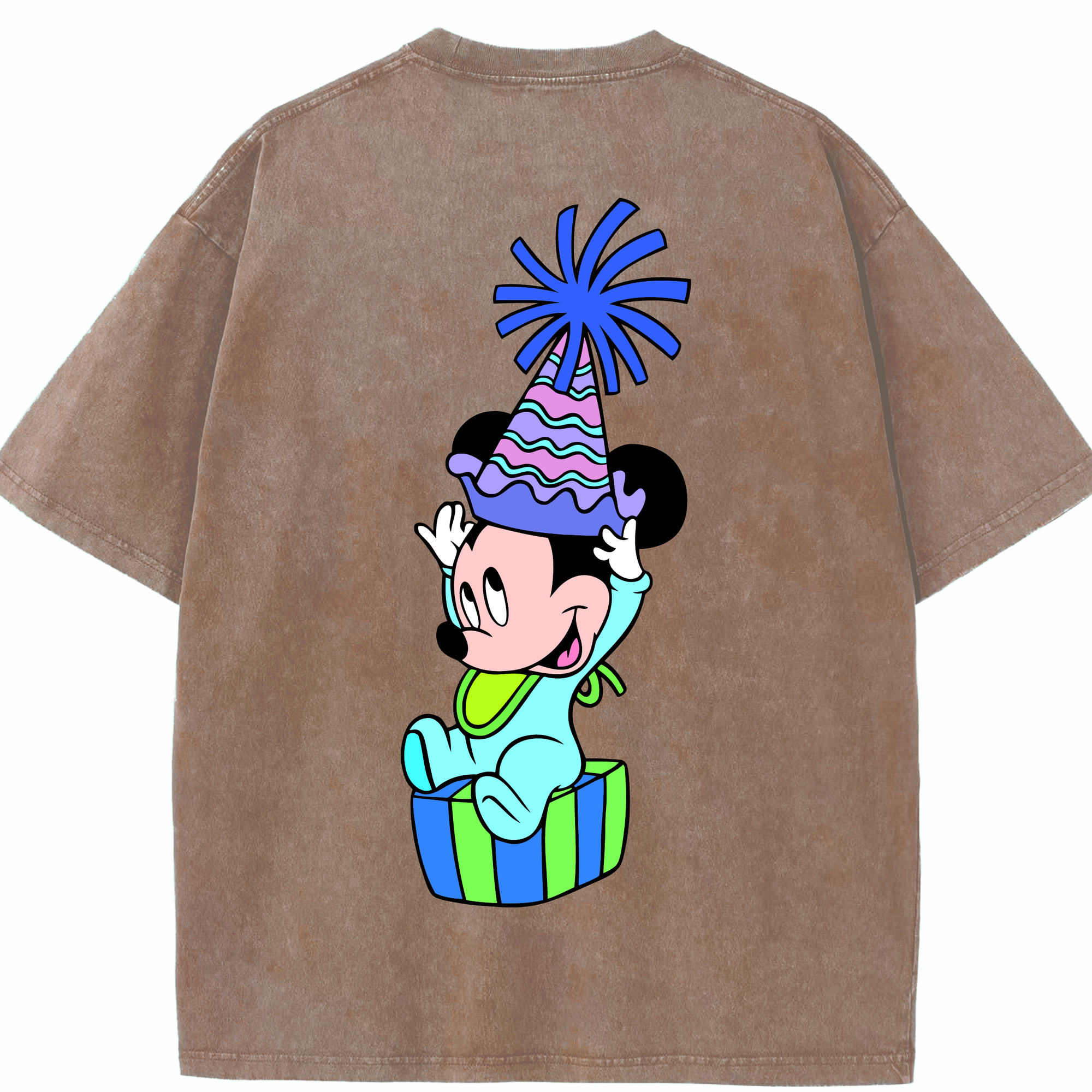 （画像用） ミッキーマウス Mickey Mouse 綿100% ヴィンテージ風 半袖Tシャツ（背面プリント）