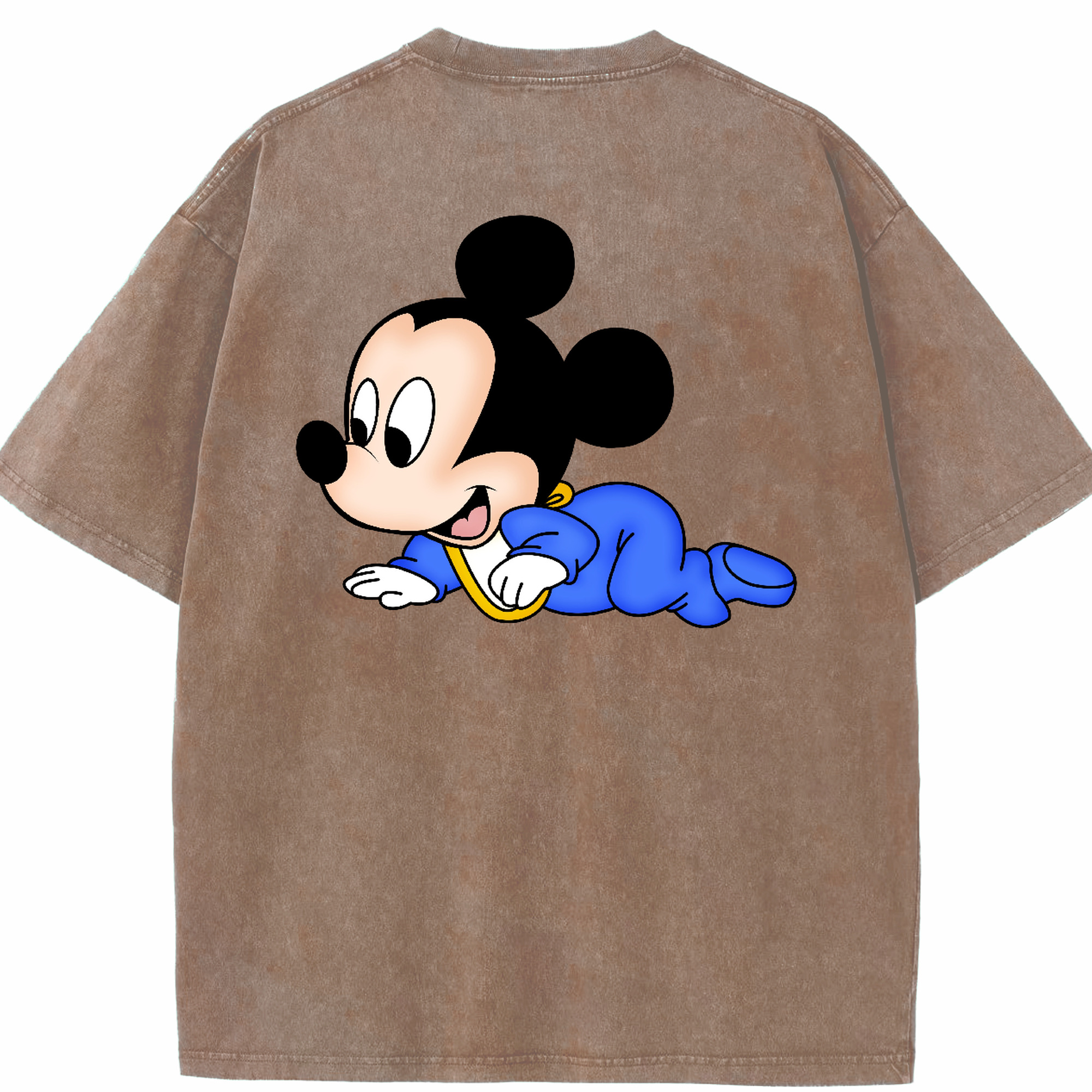 （画像用） ミッキーマウス Mickey Mouse 綿100% ヴィンテージ風 半袖Tシャツ（背面プリント）