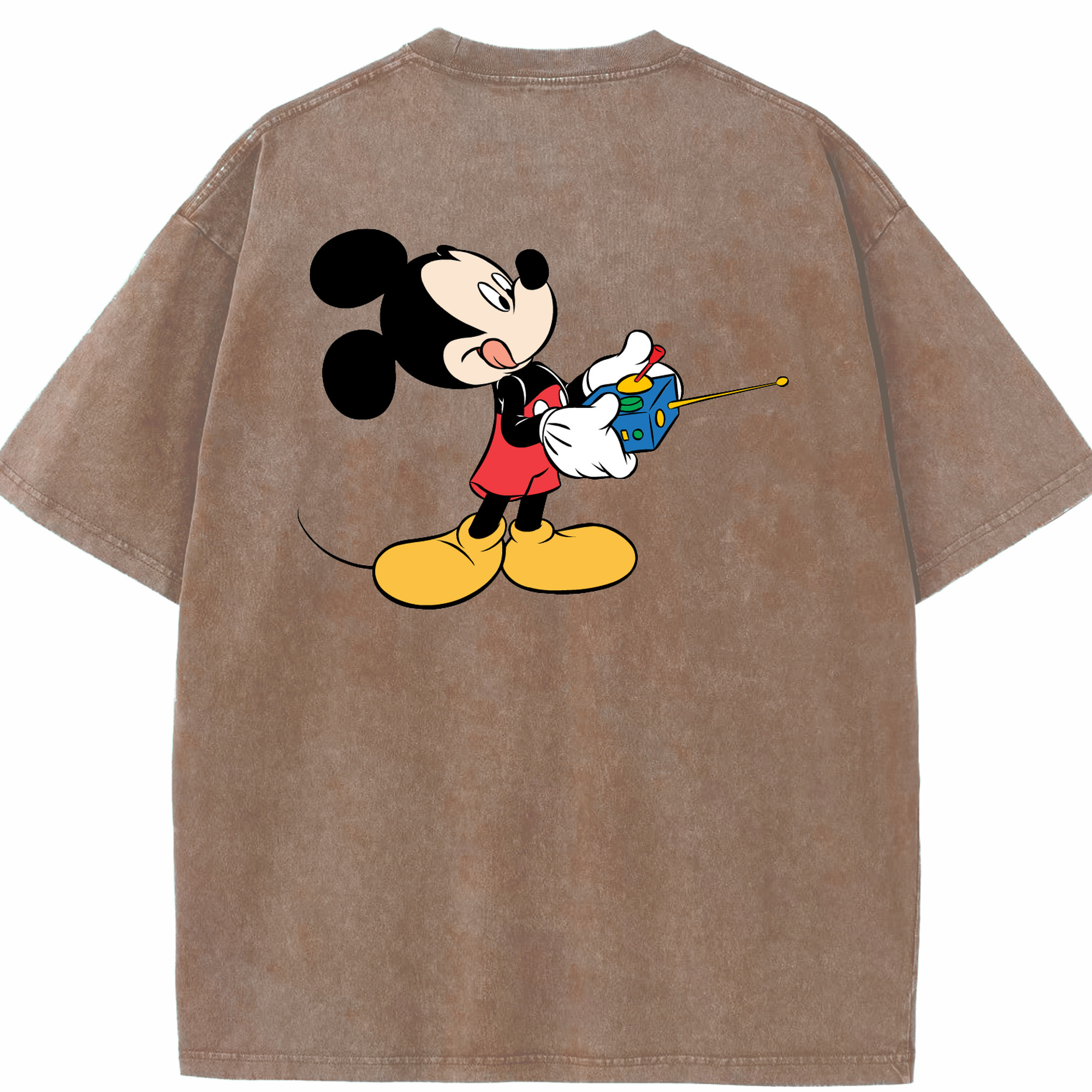 （画像用） ミッキーマウス Mickey Mouse 綿100% ヴィンテージ風 半袖Tシャツ（背面プリント）