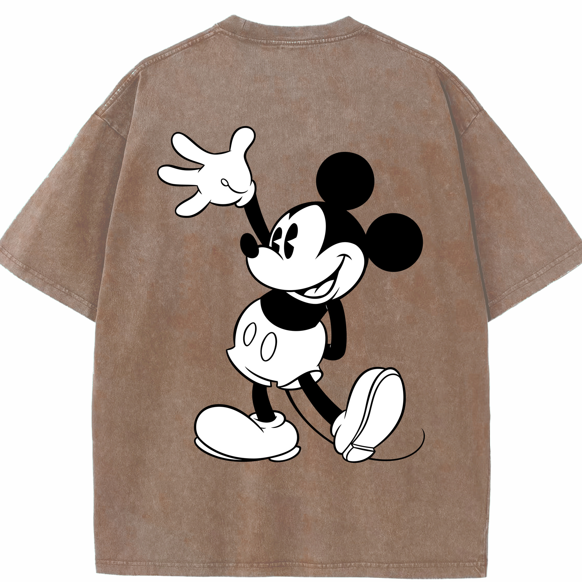 （画像用） ミッキーマウス Mickey Mouse 綿100% ヴィンテージ風 半袖Tシャツ（背面プリント）