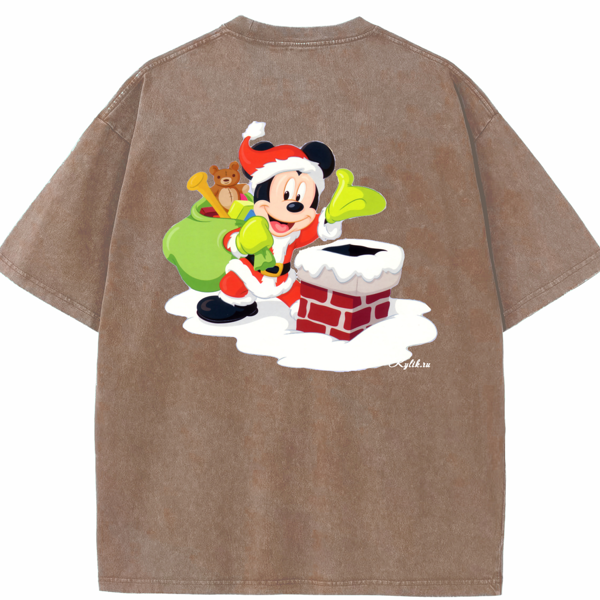 （画像用） ミッキーマウス Mickey Mouse 綿100% ヴィンテージ風 半袖Tシャツ（背面プリント）