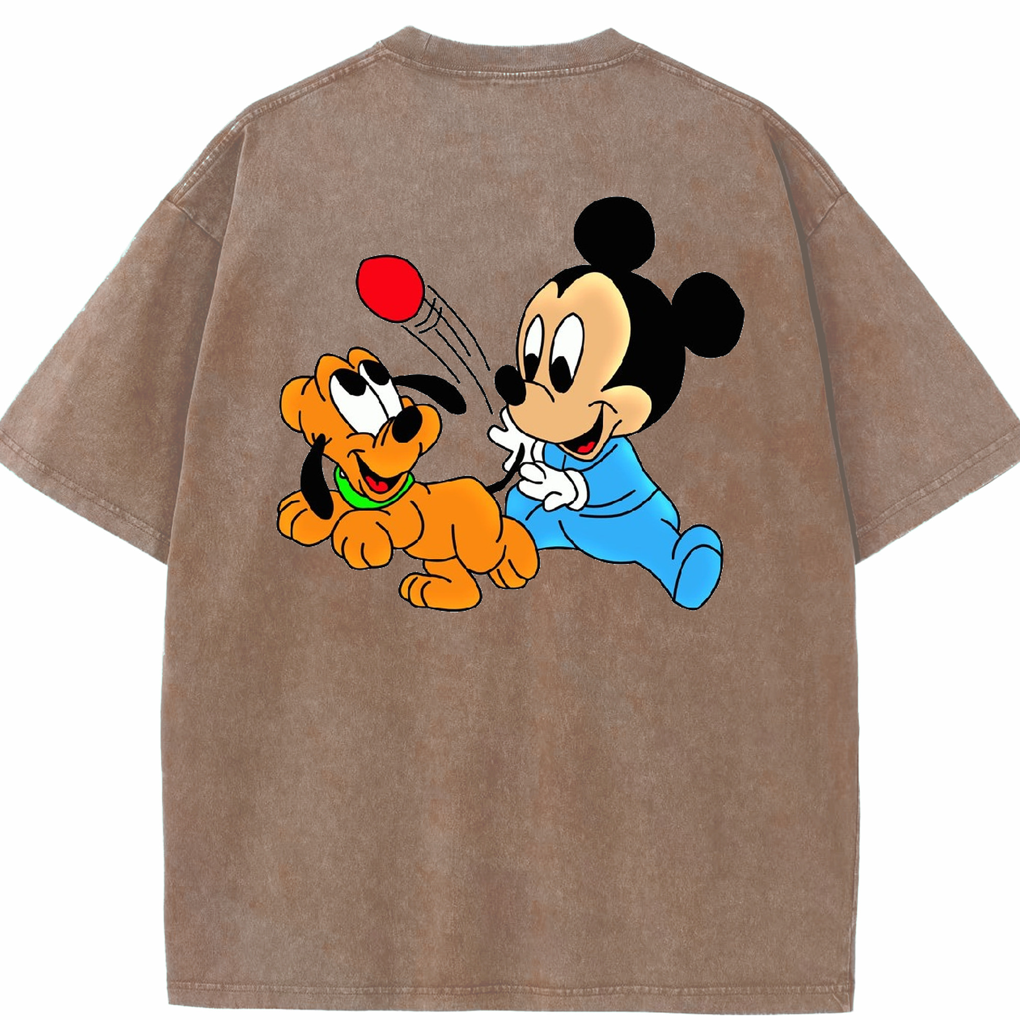 （画像用） ミッキーマウス Mickey Mouse 綿100% ヴィンテージ風 半袖Tシャツ（背面プリント）