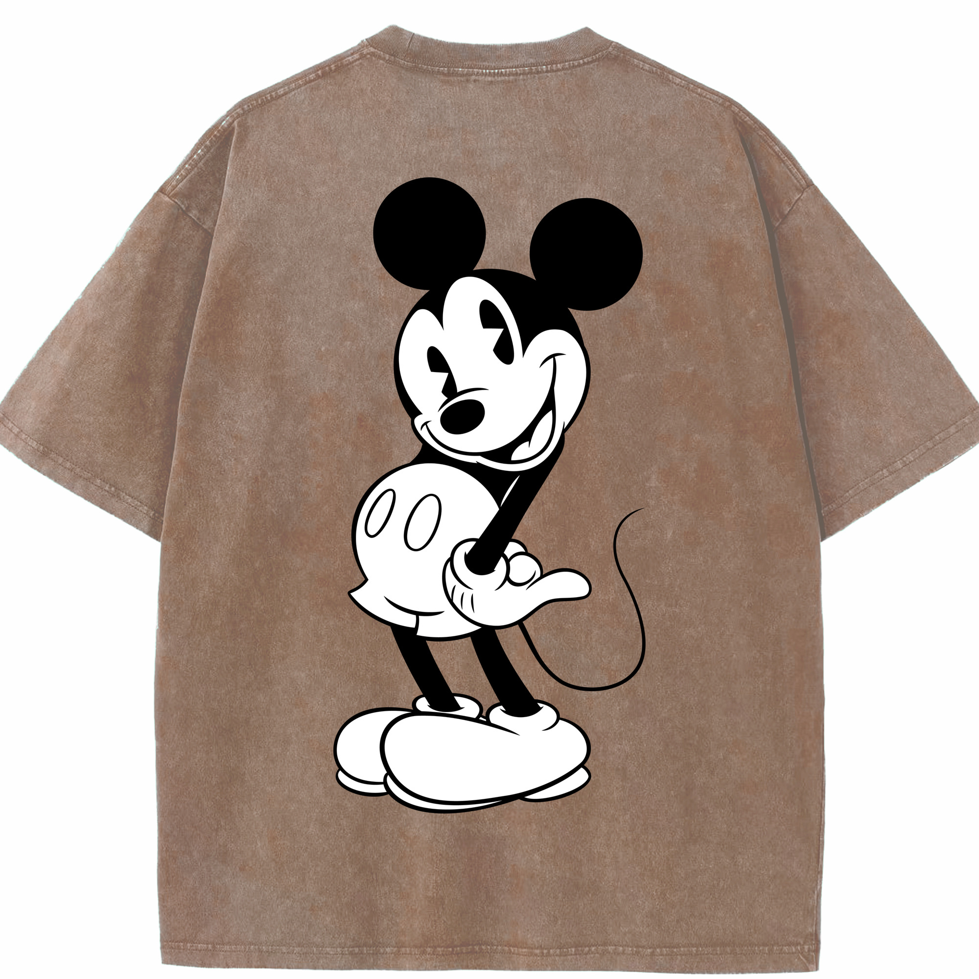 （画像用） ミッキーマウス Mickey Mouse 綿100% ヴィンテージ風 半袖Tシャツ（背面プリント）