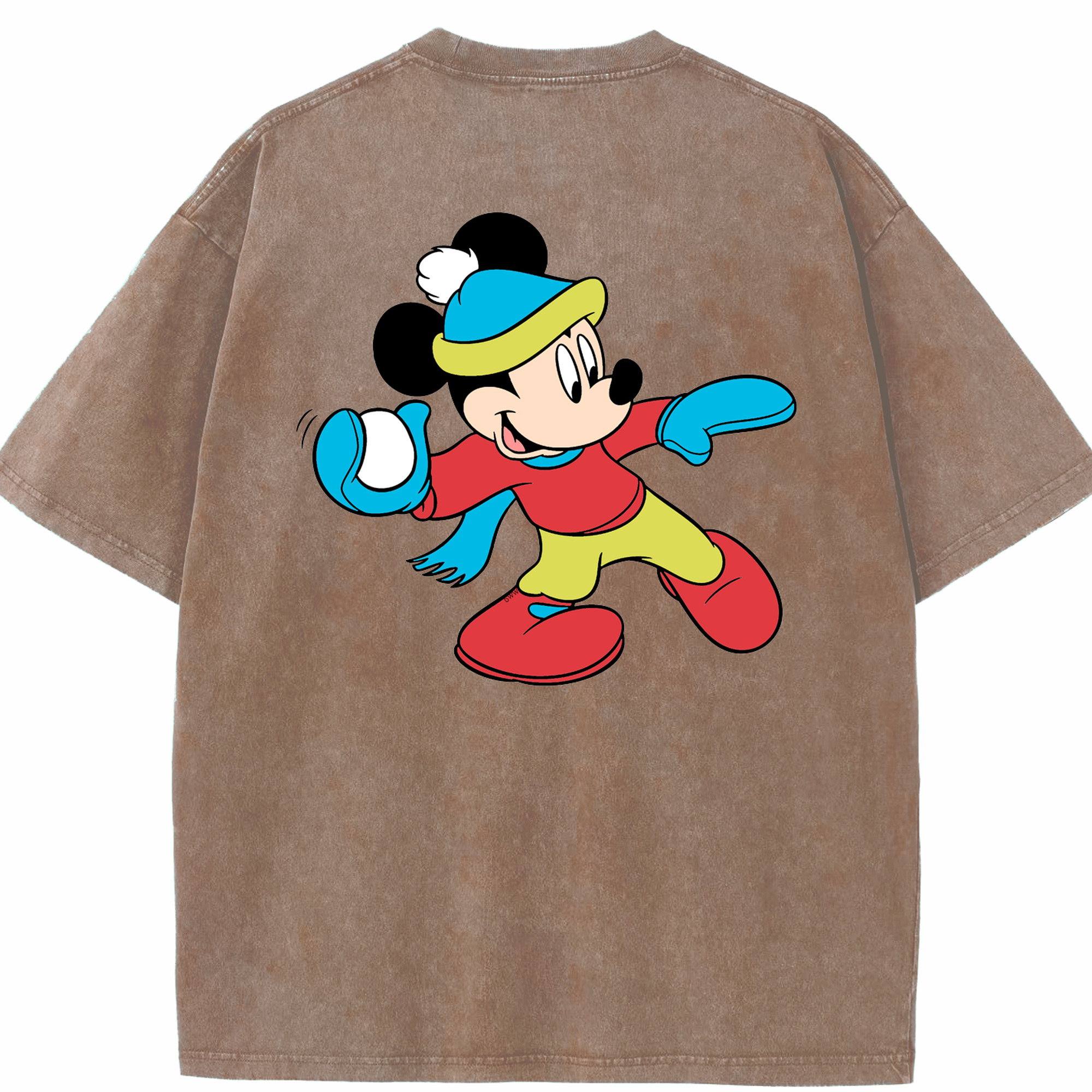 （画像用） ミッキーマウス Mickey Mouse 綿100% ヴィンテージ風 半袖Tシャツ（背面プリント）