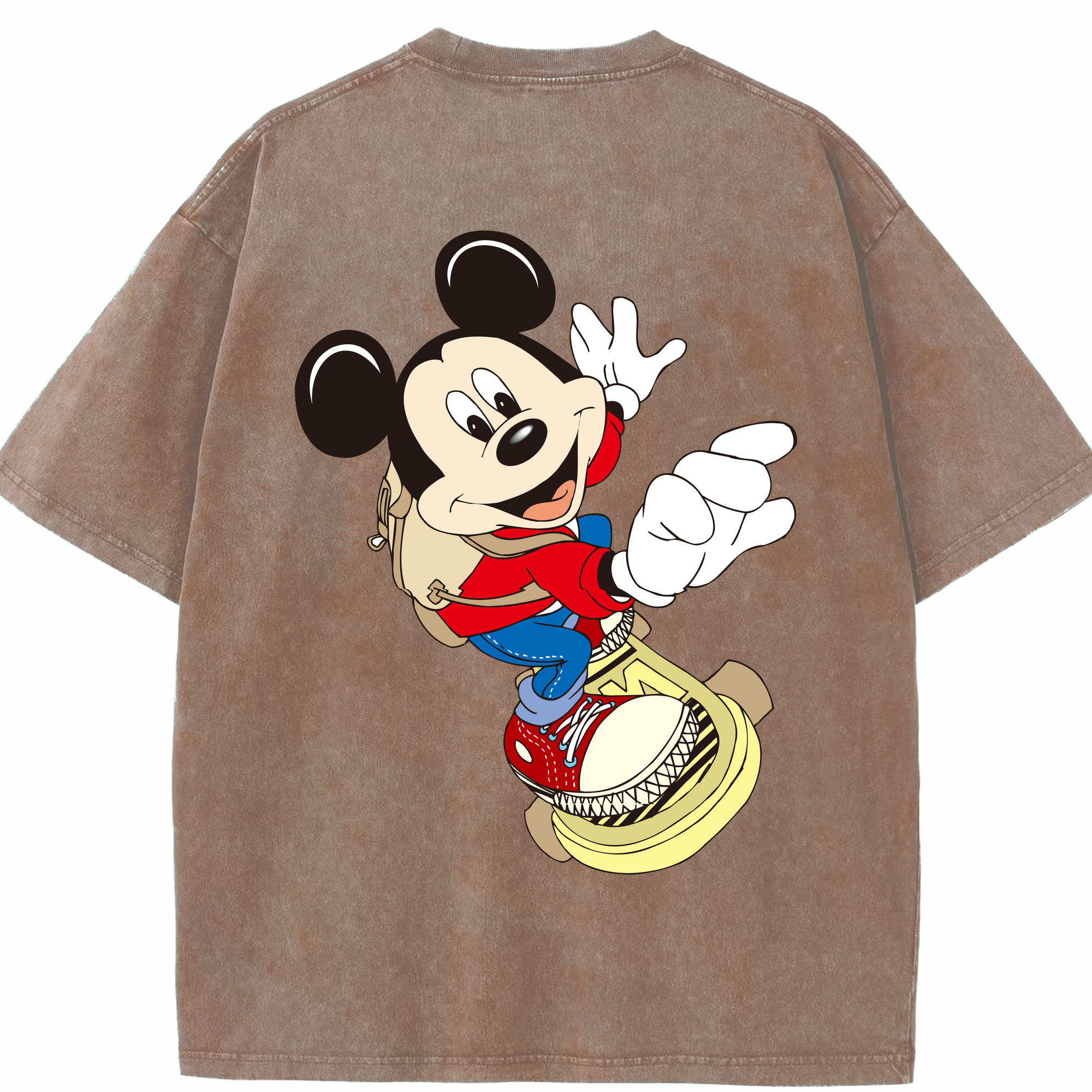 （画像用） ミッキーマウス Mickey Mouse 綿100% ヴィンテージ風 半袖Tシャツ（背面プリント）