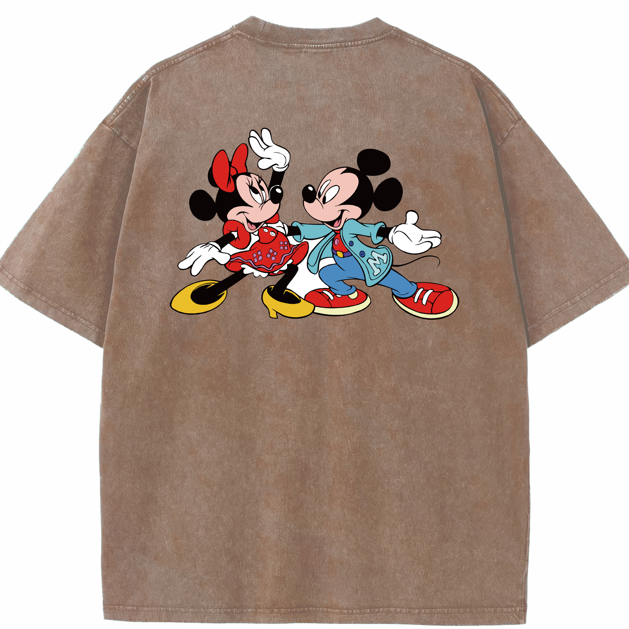 （画像用） ミッキーマウス Mickey Mouse 綿100% ヴィンテージ風 半袖Tシャツ（背面プリント）