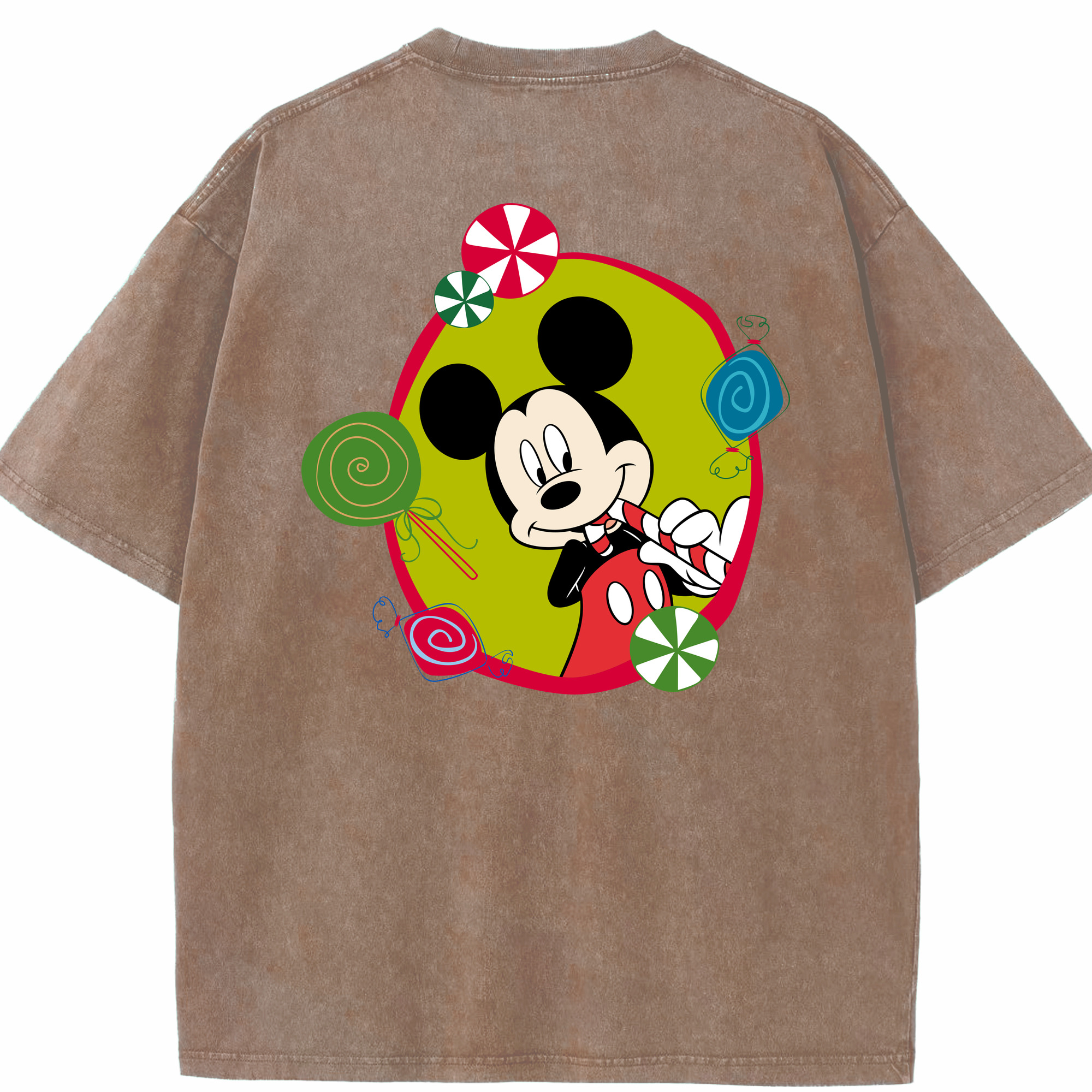 （画像用） ミッキーマウス Mickey Mouse 綿100% ヴィンテージ風 半袖Tシャツ（背面プリント）