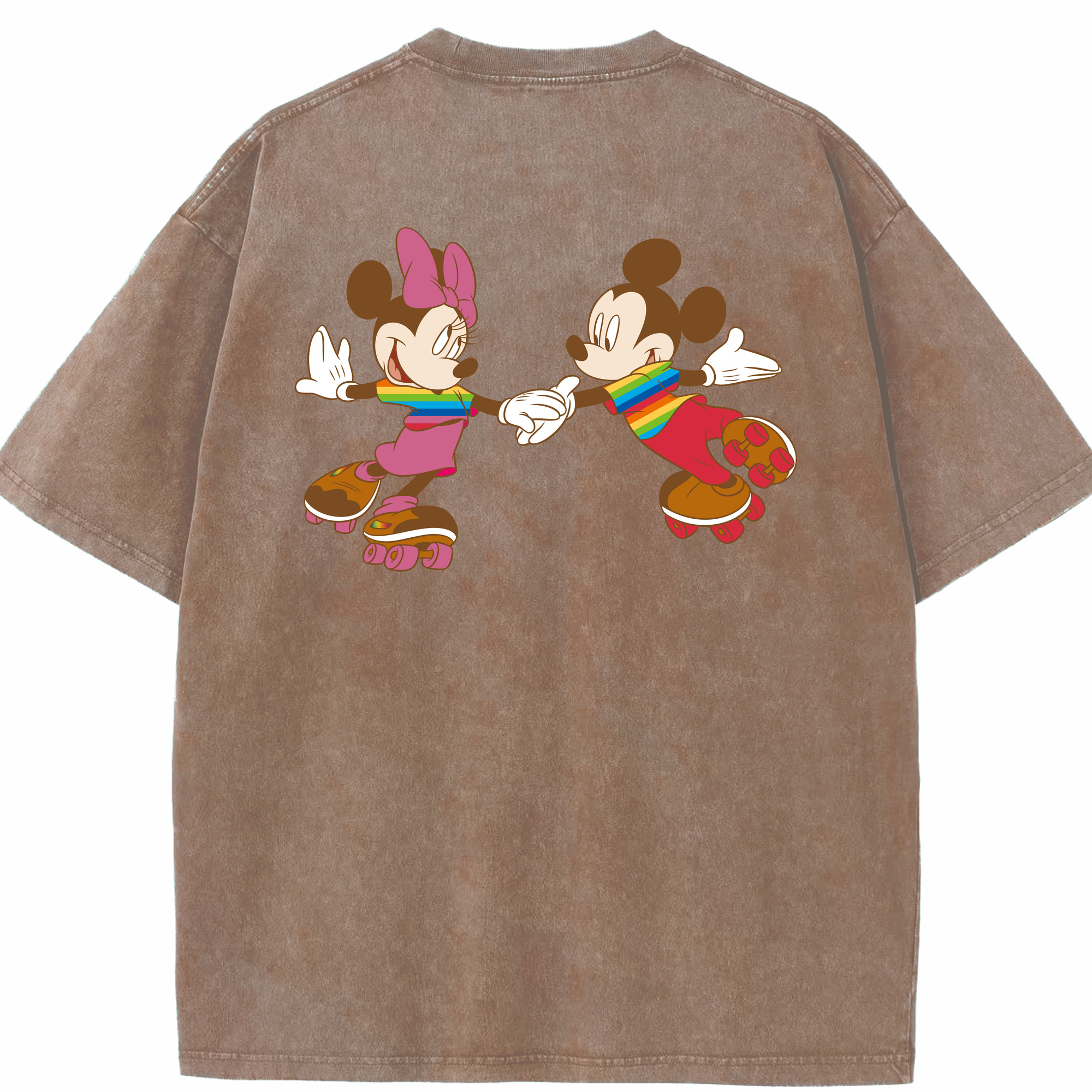 （画像用） ミッキーマウス Mickey Mouse 綿100% ヴィンテージ風 半袖Tシャツ（背面プリント）