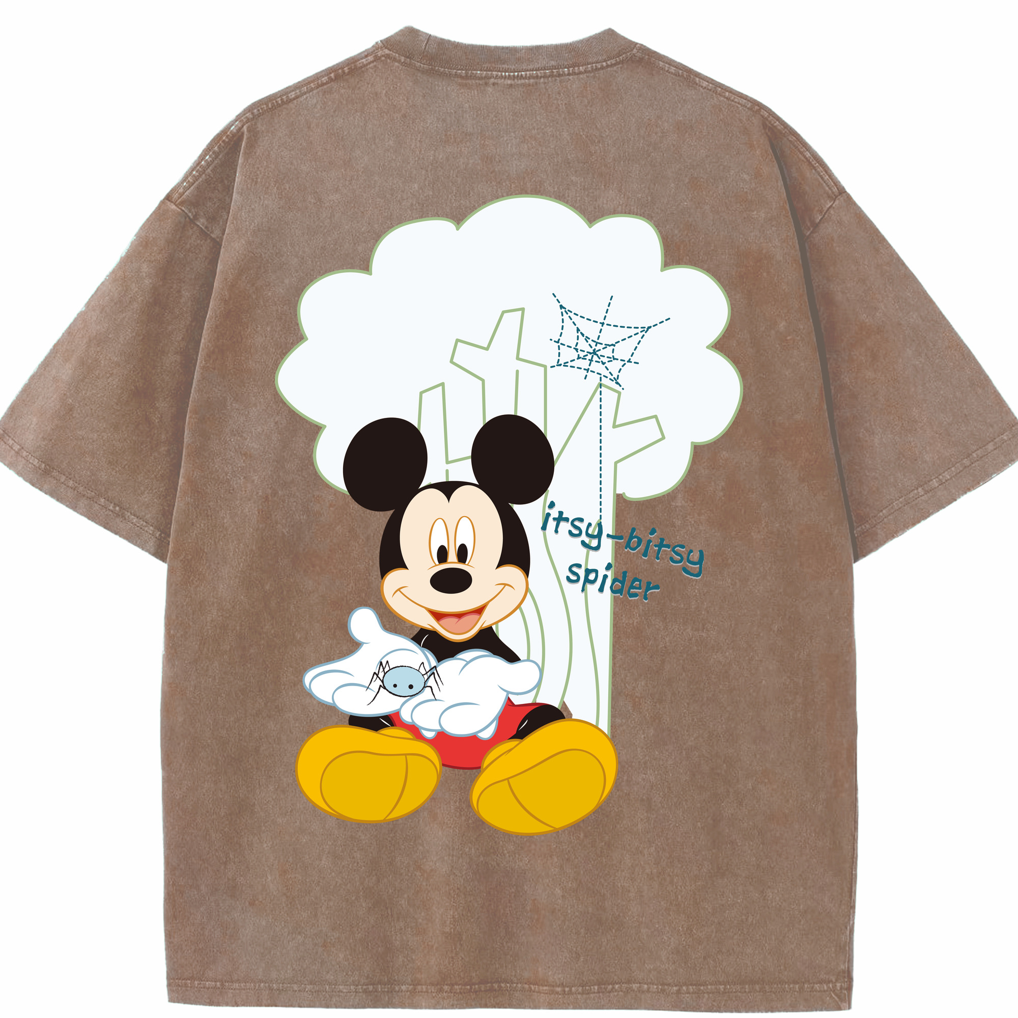（画像用） ミッキーマウス Mickey Mouse 綿100% ヴィンテージ風 半袖Tシャツ（背面プリント）