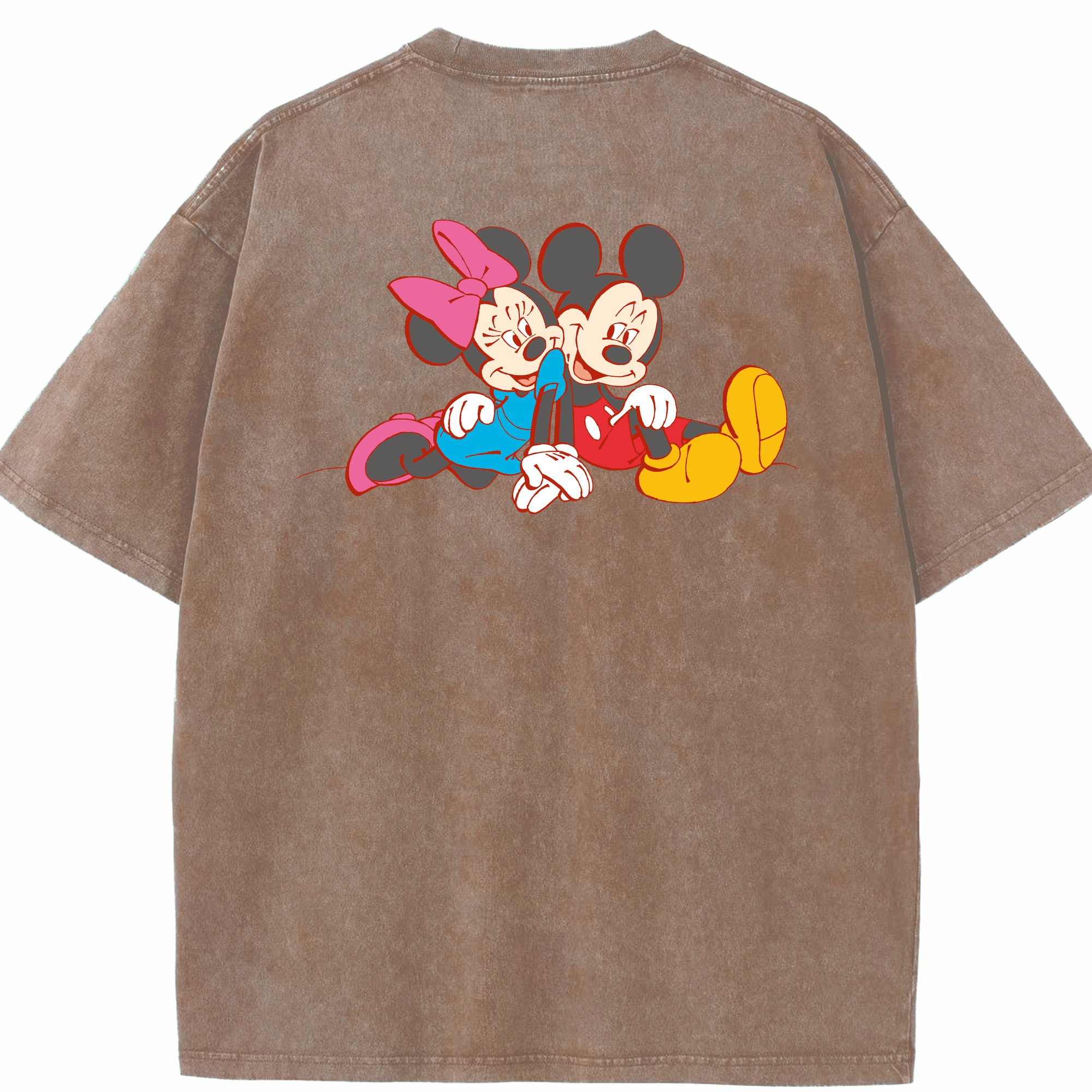 （画像用） ミッキーマウス Mickey Mouse 綿100% ヴィンテージ風 半袖Tシャツ（背面プリント）