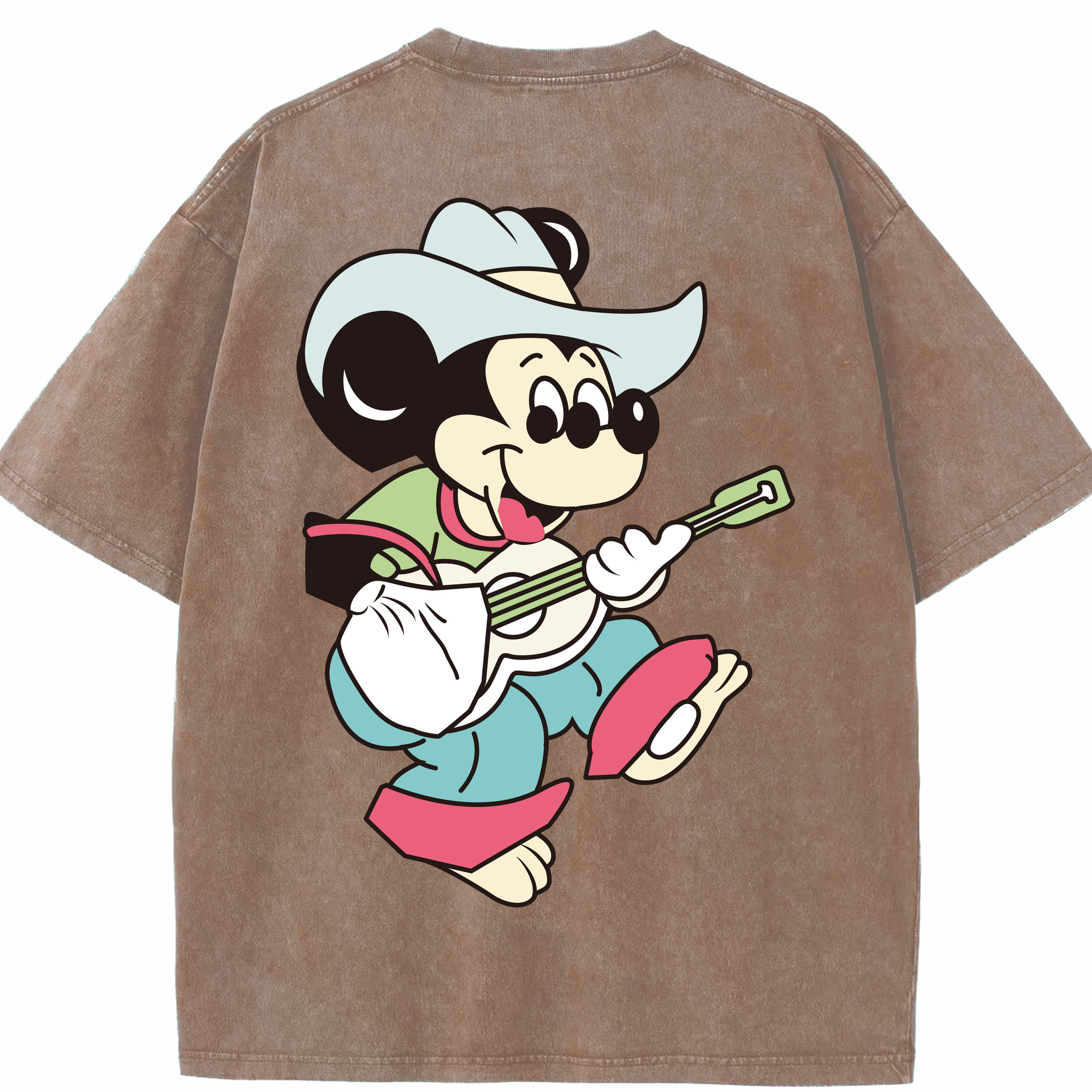 （画像用） ミッキーマウス Mickey Mouse 綿100% ヴィンテージ風 半袖Tシャツ（背面プリント）