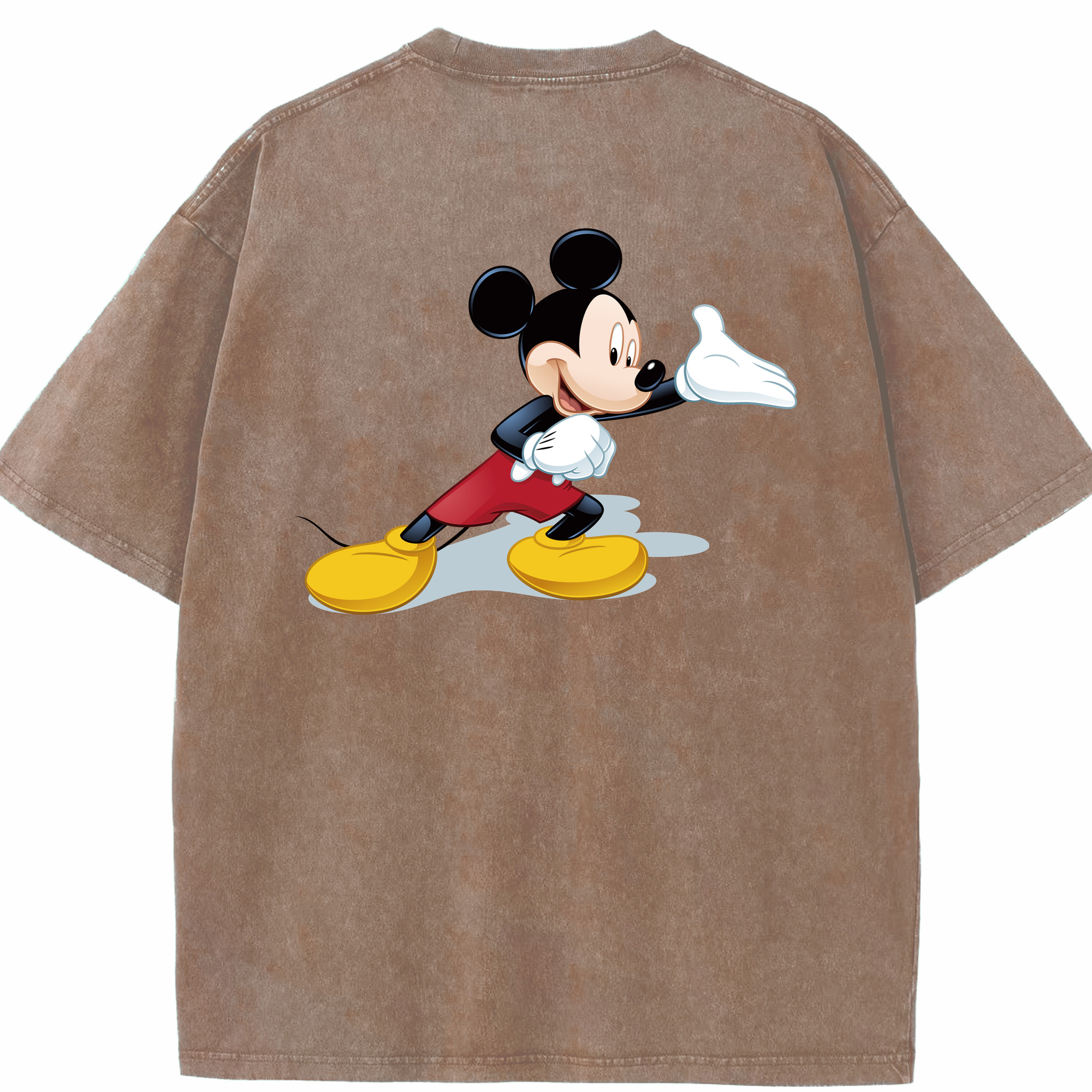 （画像用） ミッキーマウス Mickey Mouse 綿100% ヴィンテージ風 半袖Tシャツ（背面プリント）