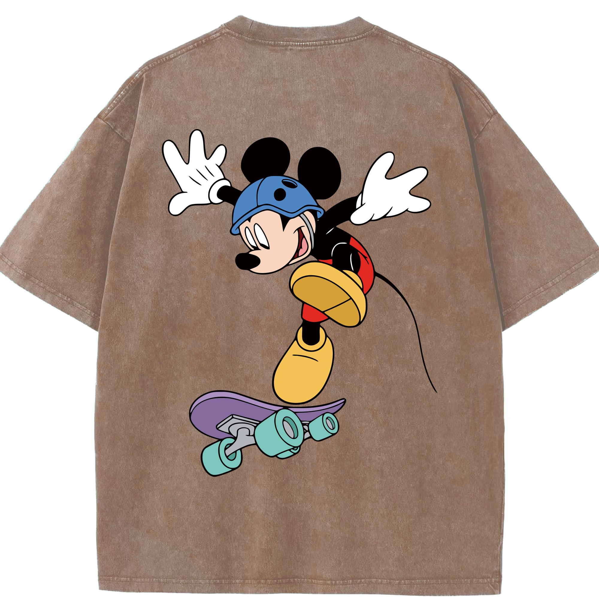 （画像用） ミッキーマウス Mickey Mouse 綿100% ヴィンテージ風 半袖Tシャツ（背面プリント）
