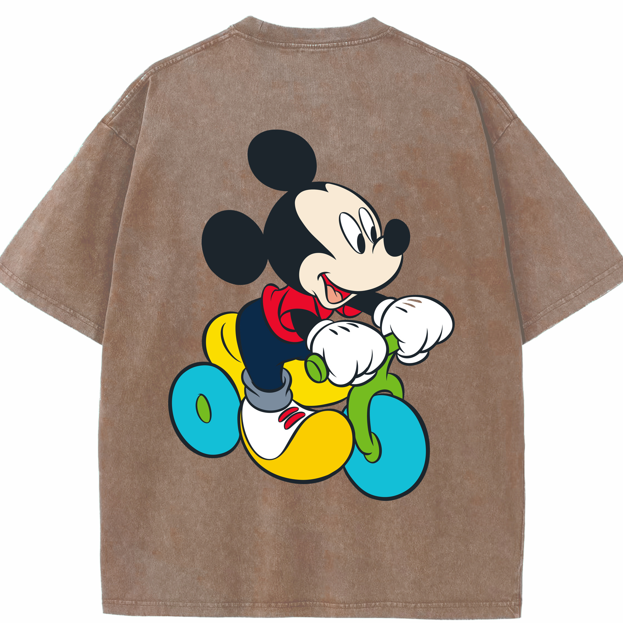 （画像用） ミッキーマウス Mickey Mouse 綿100% ヴィンテージ風 半袖Tシャツ（背面プリント）