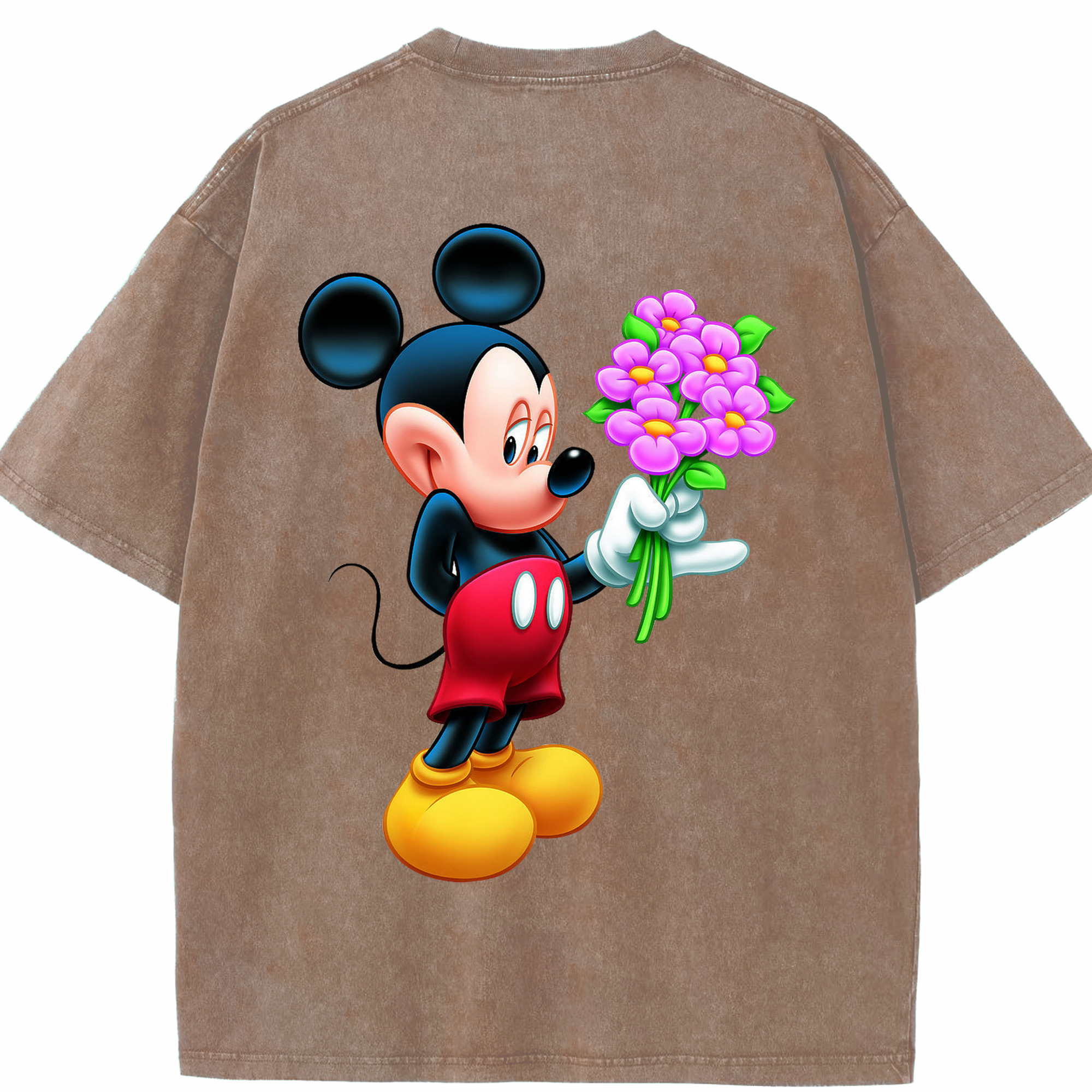 （画像用） ミッキーマウス Mickey Mouse 綿100% ヴィンテージ風 半袖Tシャツ（背面プリント）