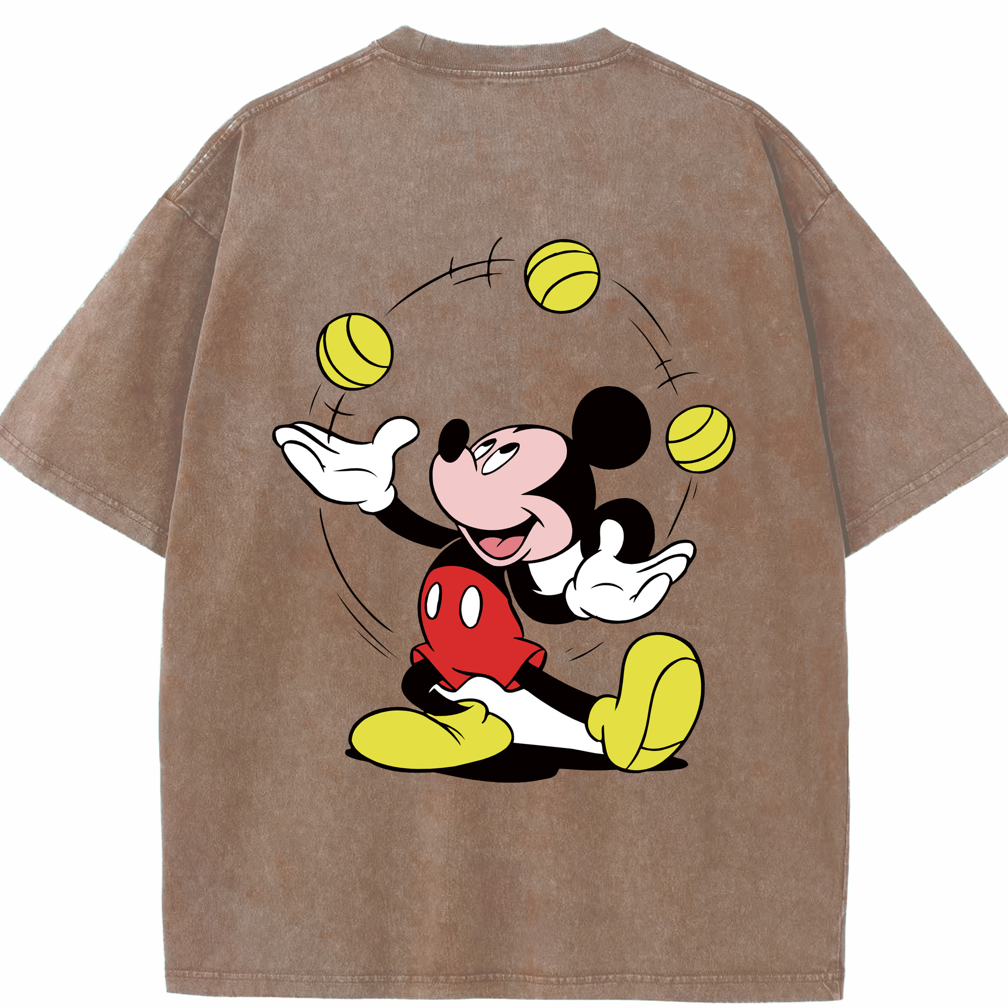 （画像用） ミッキーマウス Mickey Mouse 綿100% ヴィンテージ風 半袖Tシャツ（背面プリント）