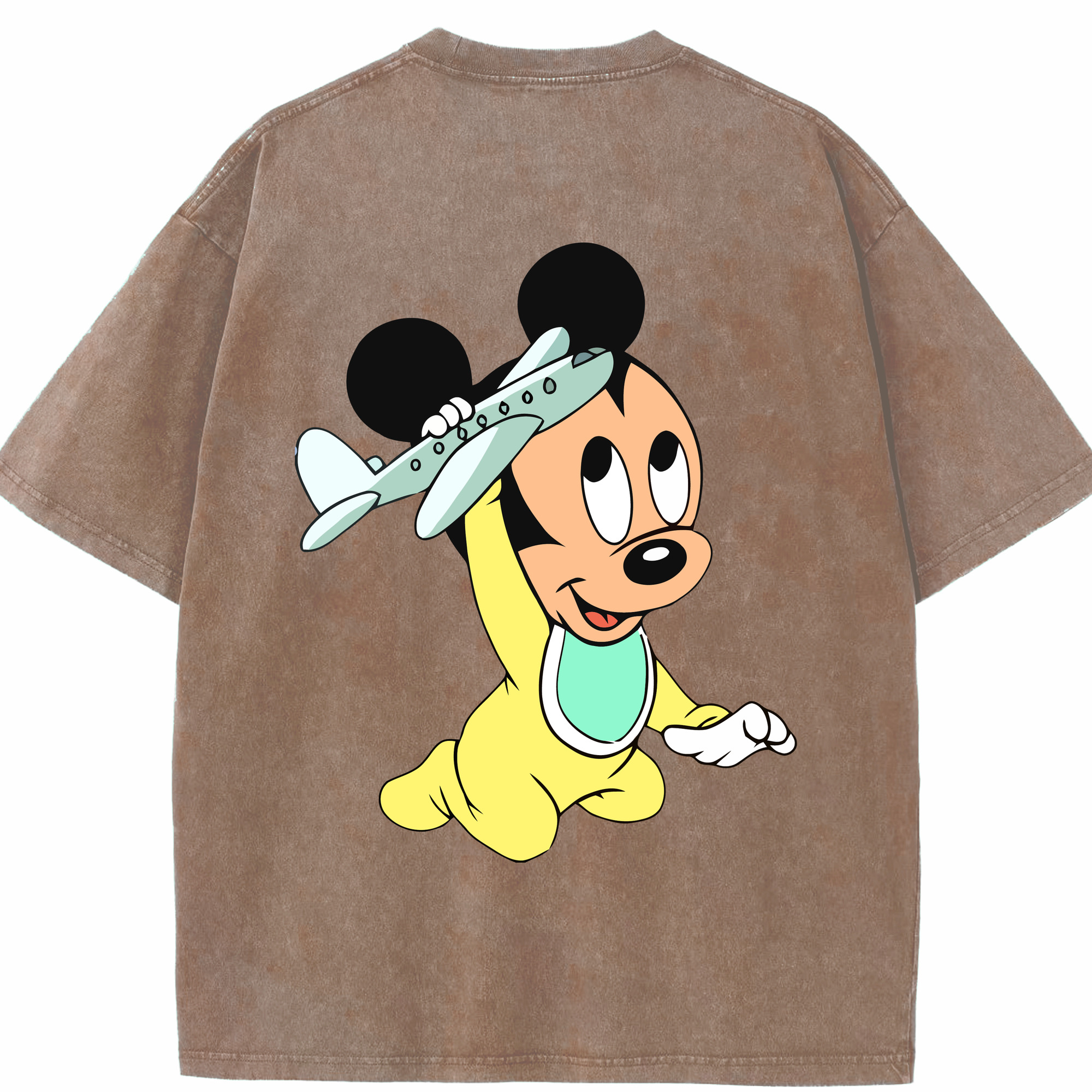 （画像用） ミッキーマウス Mickey Mouse 綿100% ヴィンテージ風 半袖Tシャツ（背面プリント）