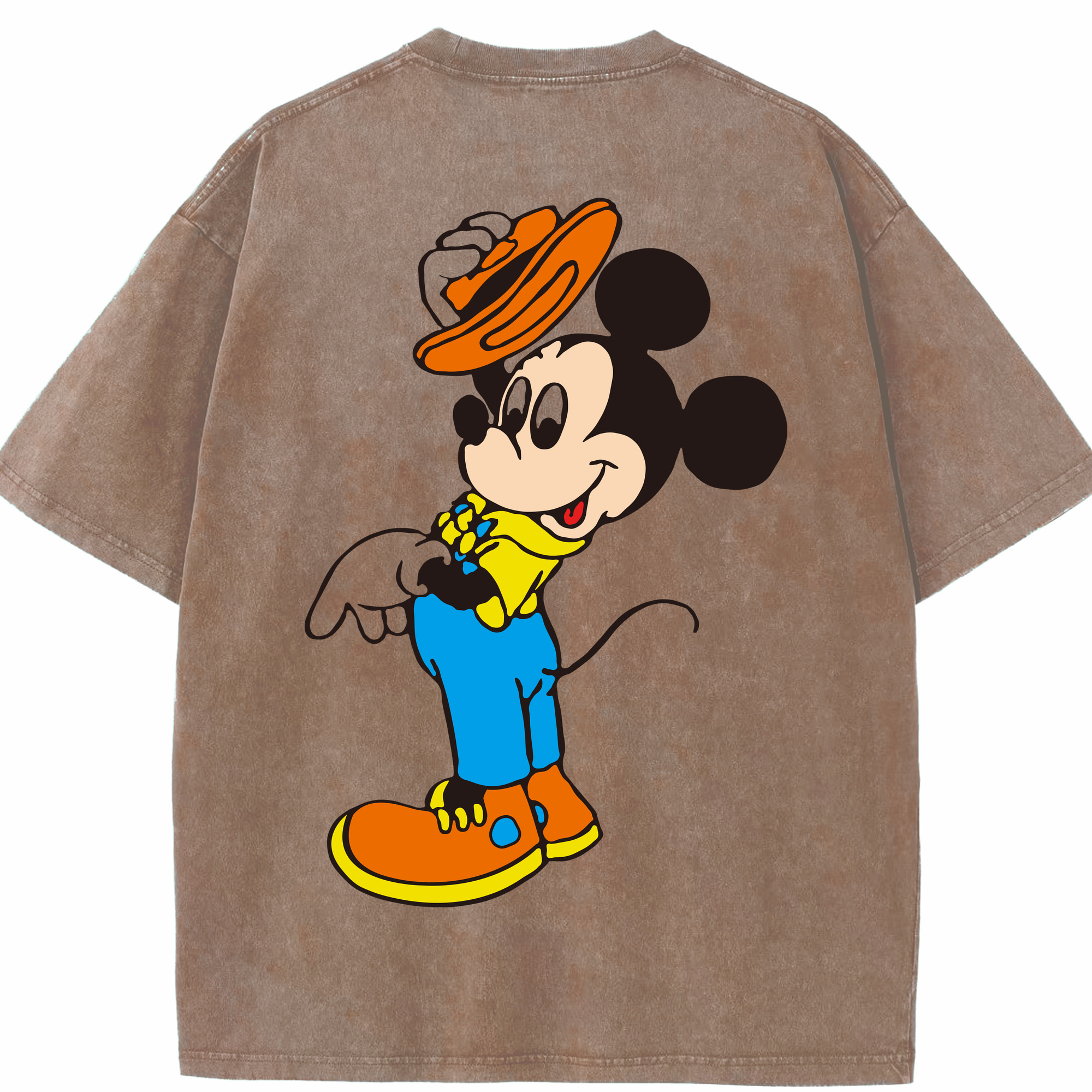 （画像用） ミッキーマウス Mickey Mouse 綿100% ヴィンテージ風 半袖Tシャツ（背面プリント）