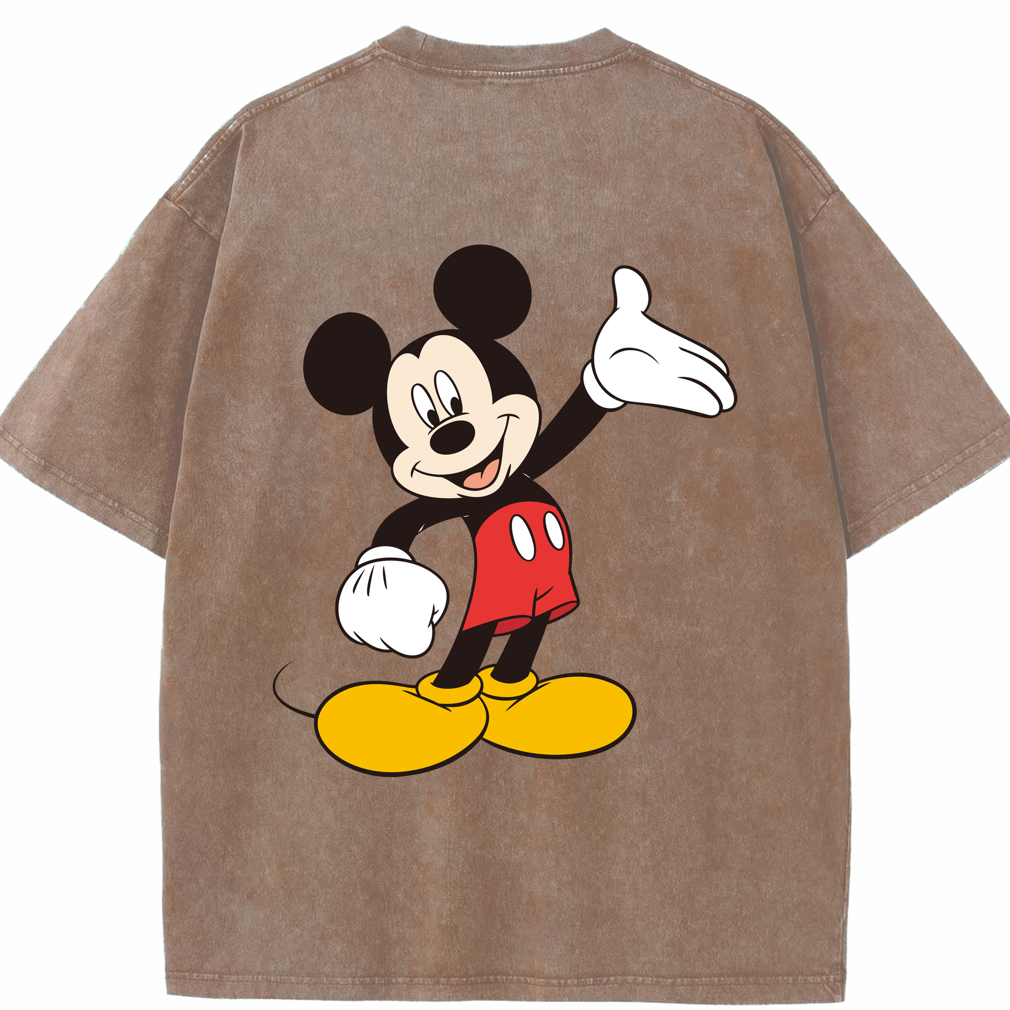 （画像用） ミッキーマウス Mickey Mouse 綿100% ヴィンテージ風 半袖Tシャツ（背面プリント）