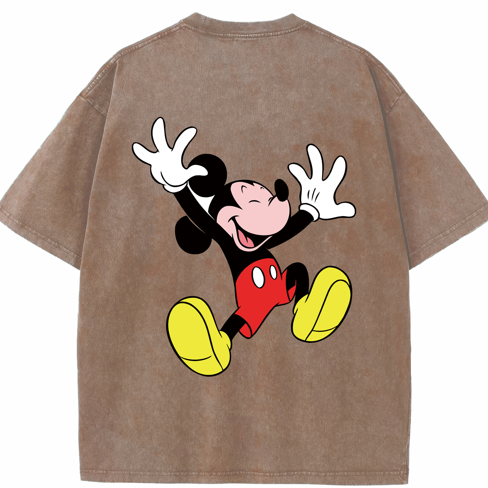 （画像用） ミッキーマウス Mickey Mouse 綿100% ヴィンテージ風 半袖Tシャツ（背面プリント）