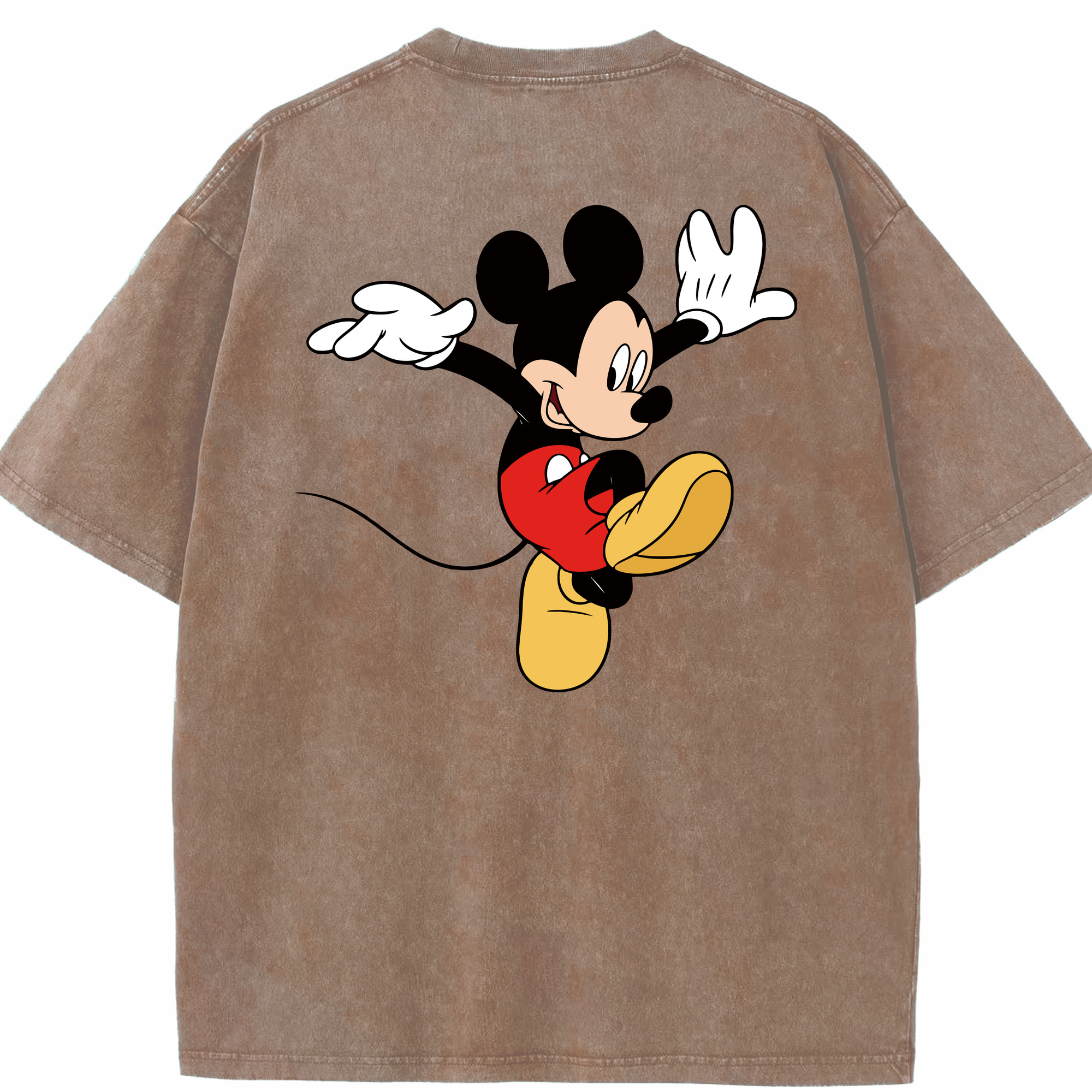 （画像用） ミッキーマウス Mickey Mouse 綿100% ヴィンテージ風 半袖Tシャツ（背面プリント）