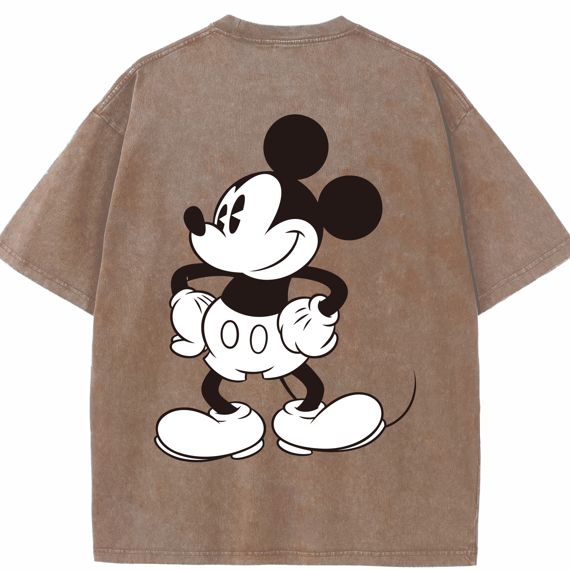 （画像用） ミッキーマウス Mickey Mouse 綿100% ヴィンテージ風 半袖Tシャツ（背面プリント）