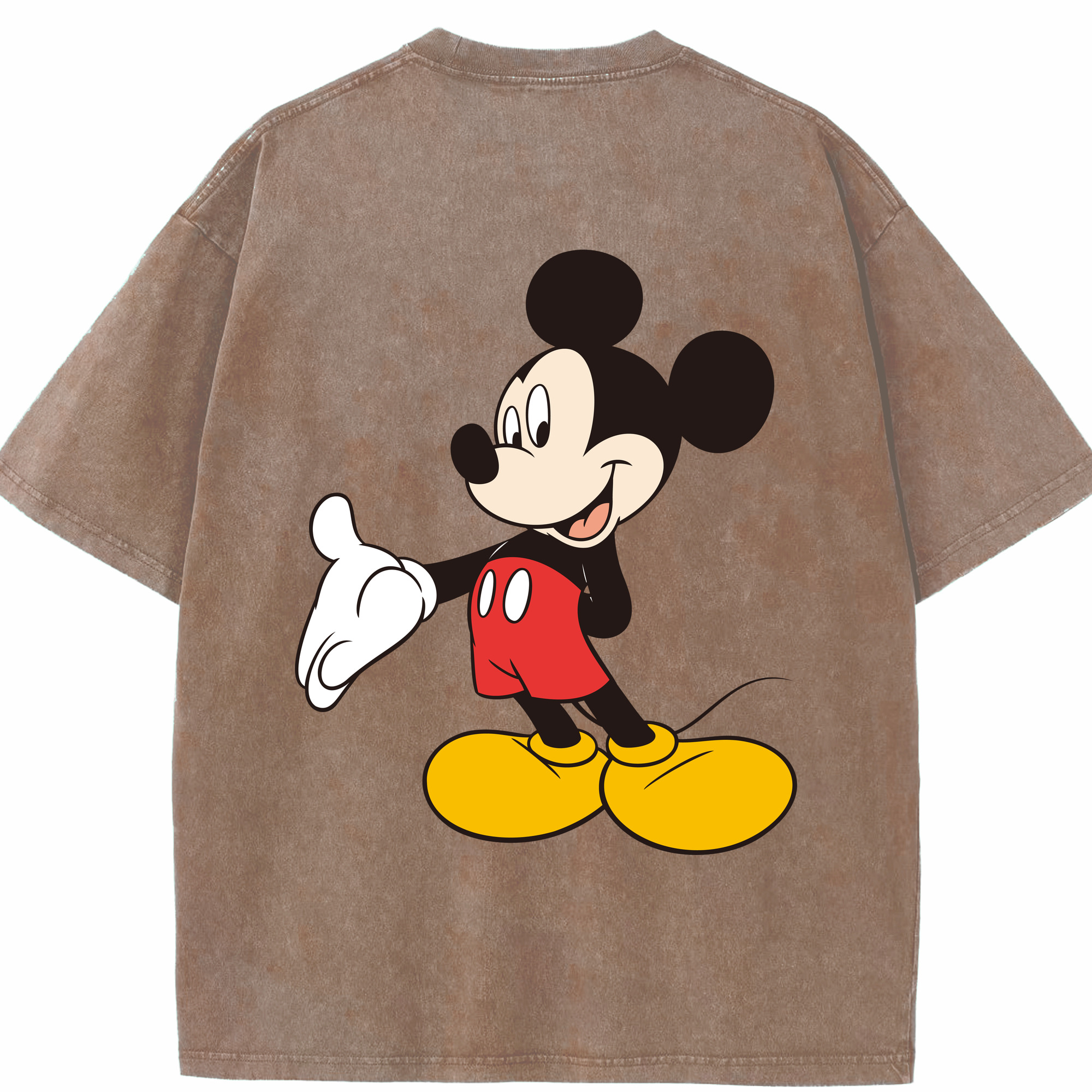 （画像用） ミッキーマウス Mickey Mouse 綿100% ヴィンテージ風 半袖Tシャツ（背面プリント）