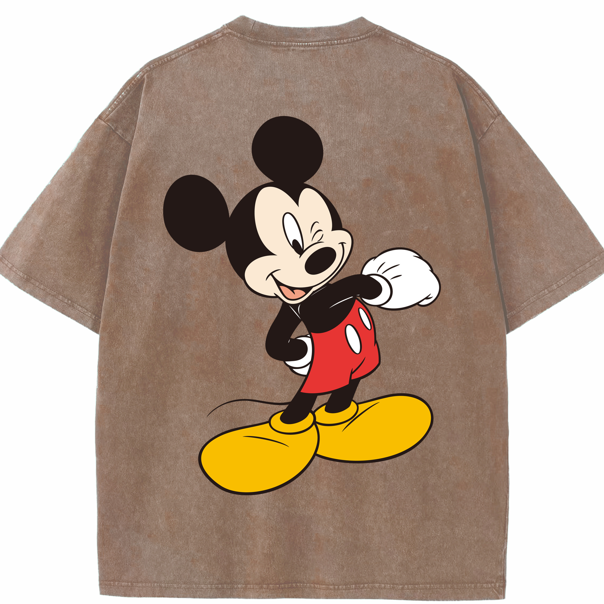 （画像用） ミッキーマウス Mickey Mouse 綿100% ヴィンテージ風 半袖Tシャツ（背面プリント）