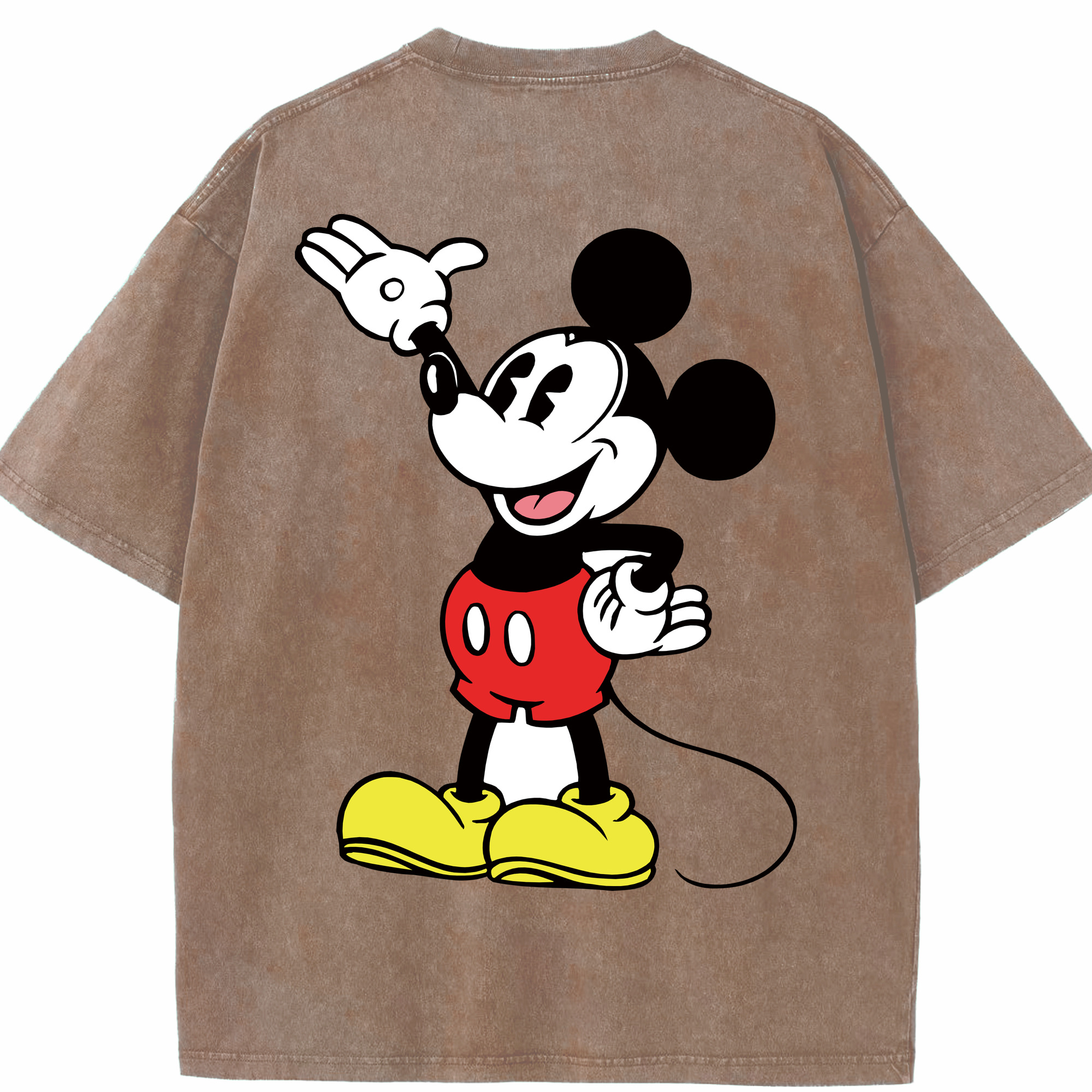 （画像用） ミッキーマウス Mickey Mouse 綿100% ヴィンテージ風 半袖Tシャツ（背面プリント）