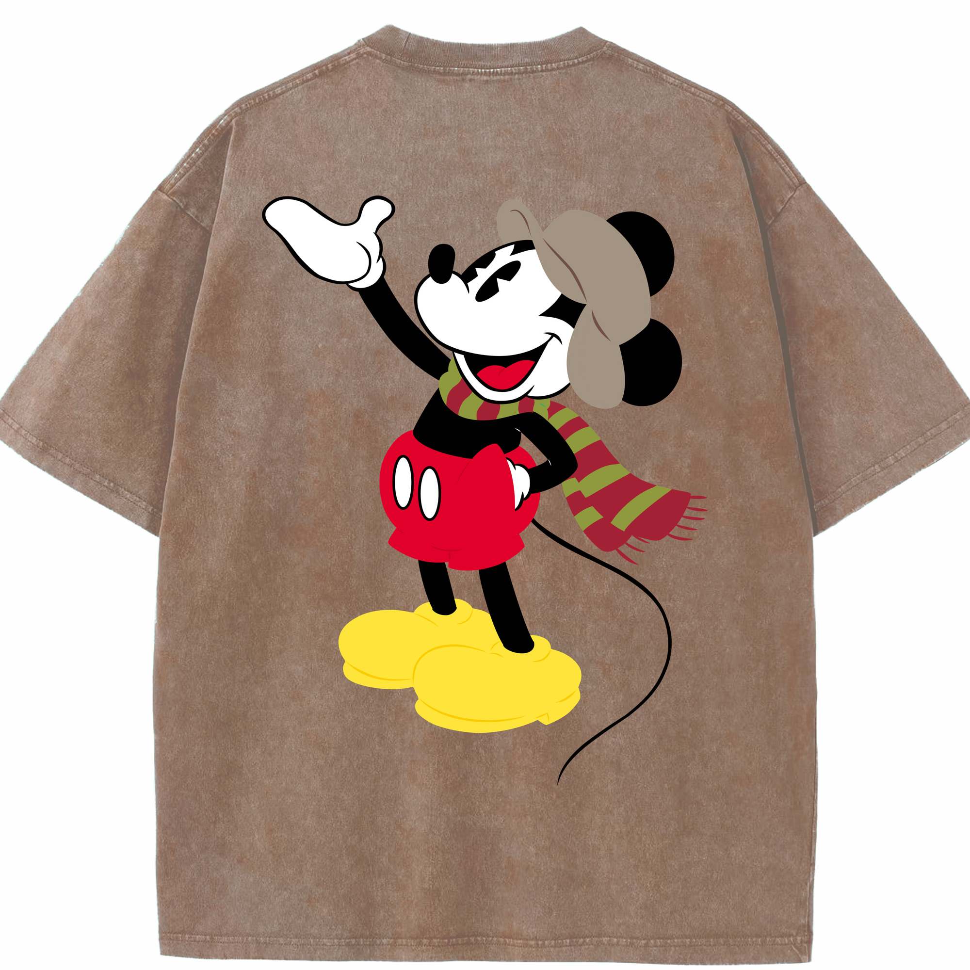 （画像用） ミッキーマウス Mickey Mouse 綿100% ヴィンテージ風 半袖Tシャツ（背面プリント）