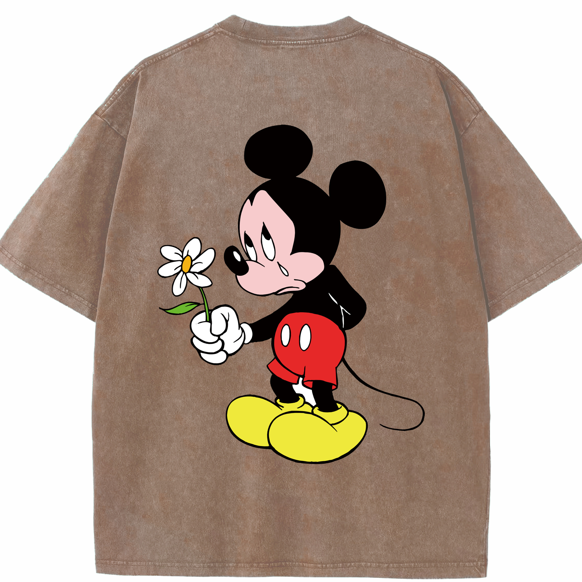 （画像用） ミッキーマウス Mickey Mouse 綿100% ヴィンテージ風 半袖Tシャツ（背面プリント）
