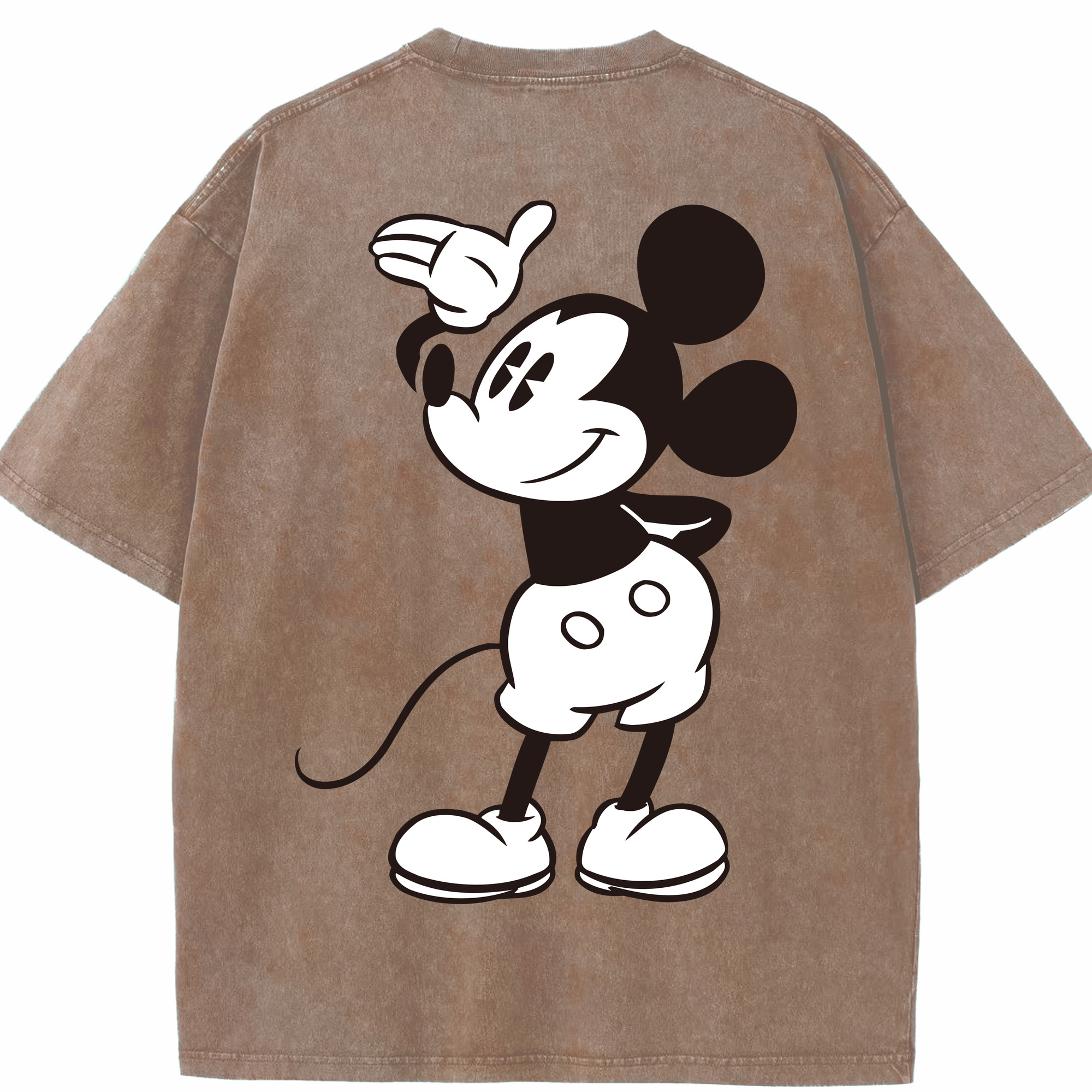（画像用） ミッキーマウス Mickey Mouse 綿100% ヴィンテージ風 半袖Tシャツ（背面プリント）