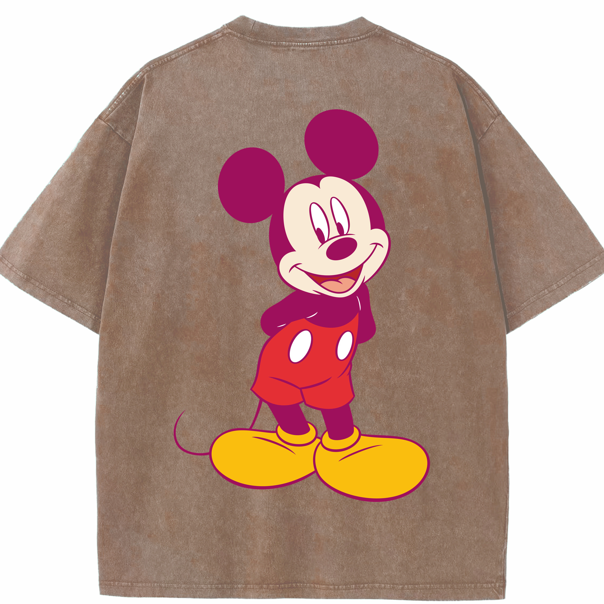（画像用） ミッキーマウス Mickey Mouse 綿100% ヴィンテージ風 半袖Tシャツ（背面プリント）