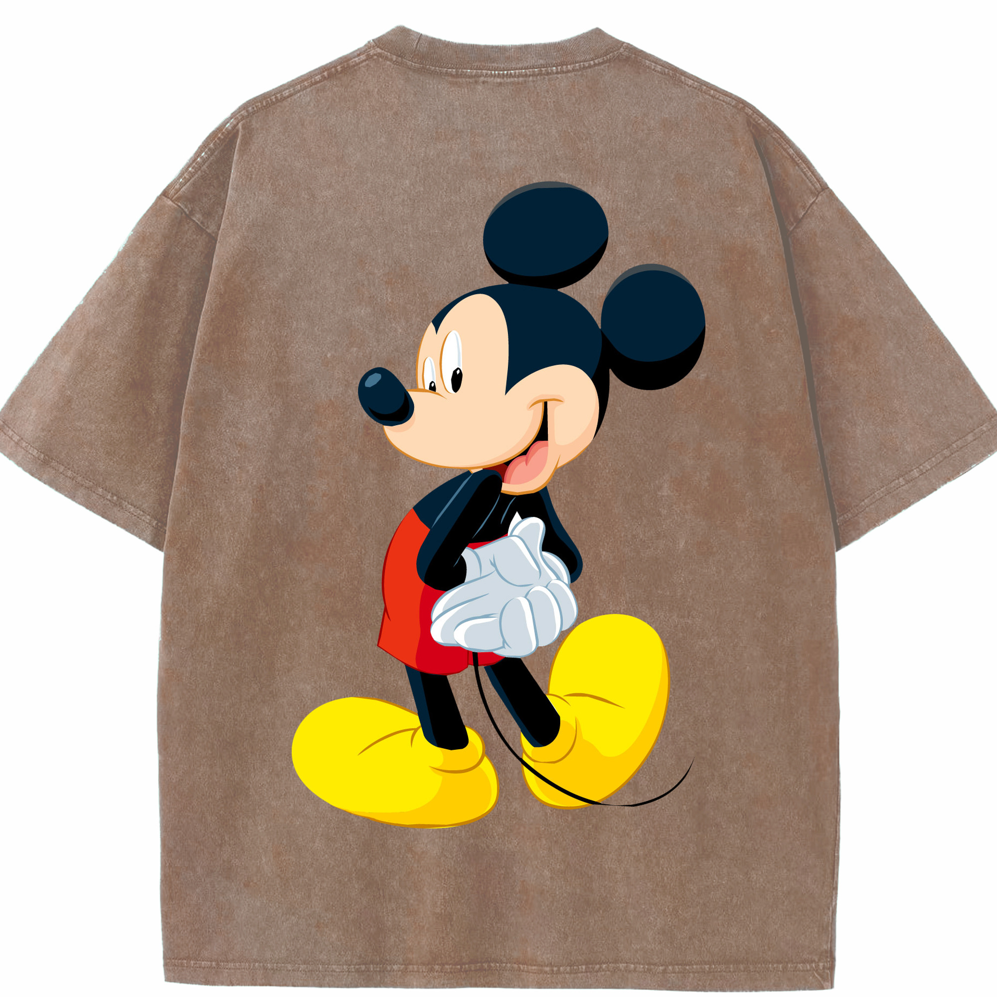 （画像用） ミッキーマウス Mickey Mouse 綿100% ヴィンテージ風 半袖Tシャツ（背面プリント）