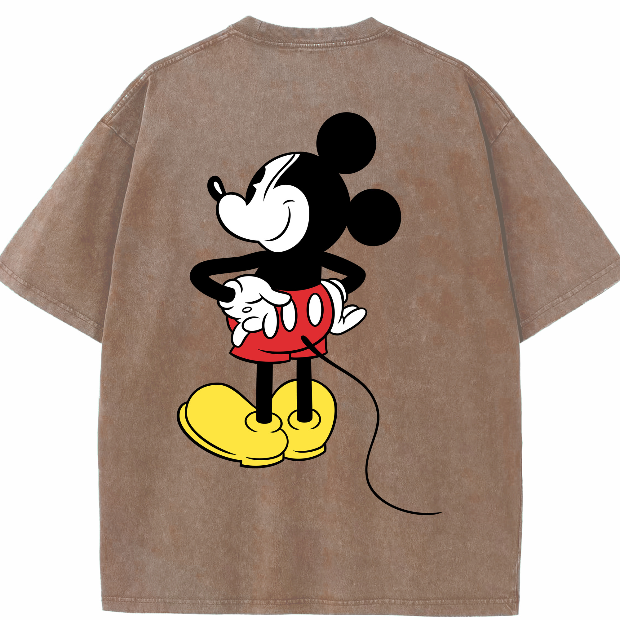 （画像用） ミッキーマウス Mickey Mouse 綿100% ヴィンテージ風 半袖Tシャツ（背面プリント）