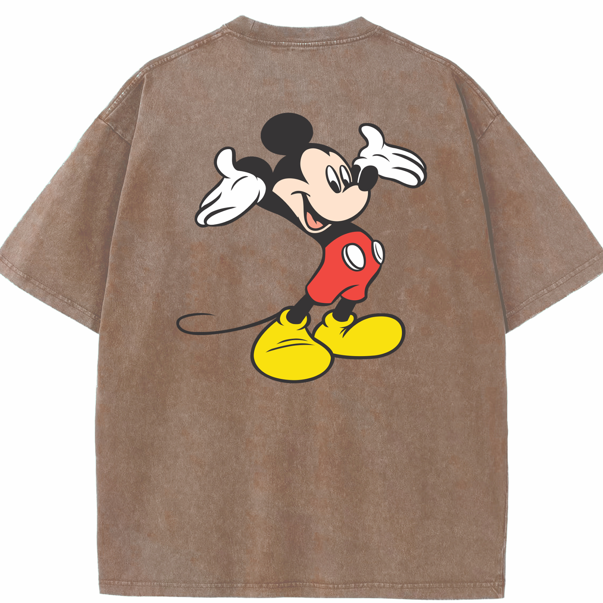 （画像用） ミッキーマウス Mickey Mouse 綿100% ヴィンテージ風 半袖Tシャツ（背面プリント）