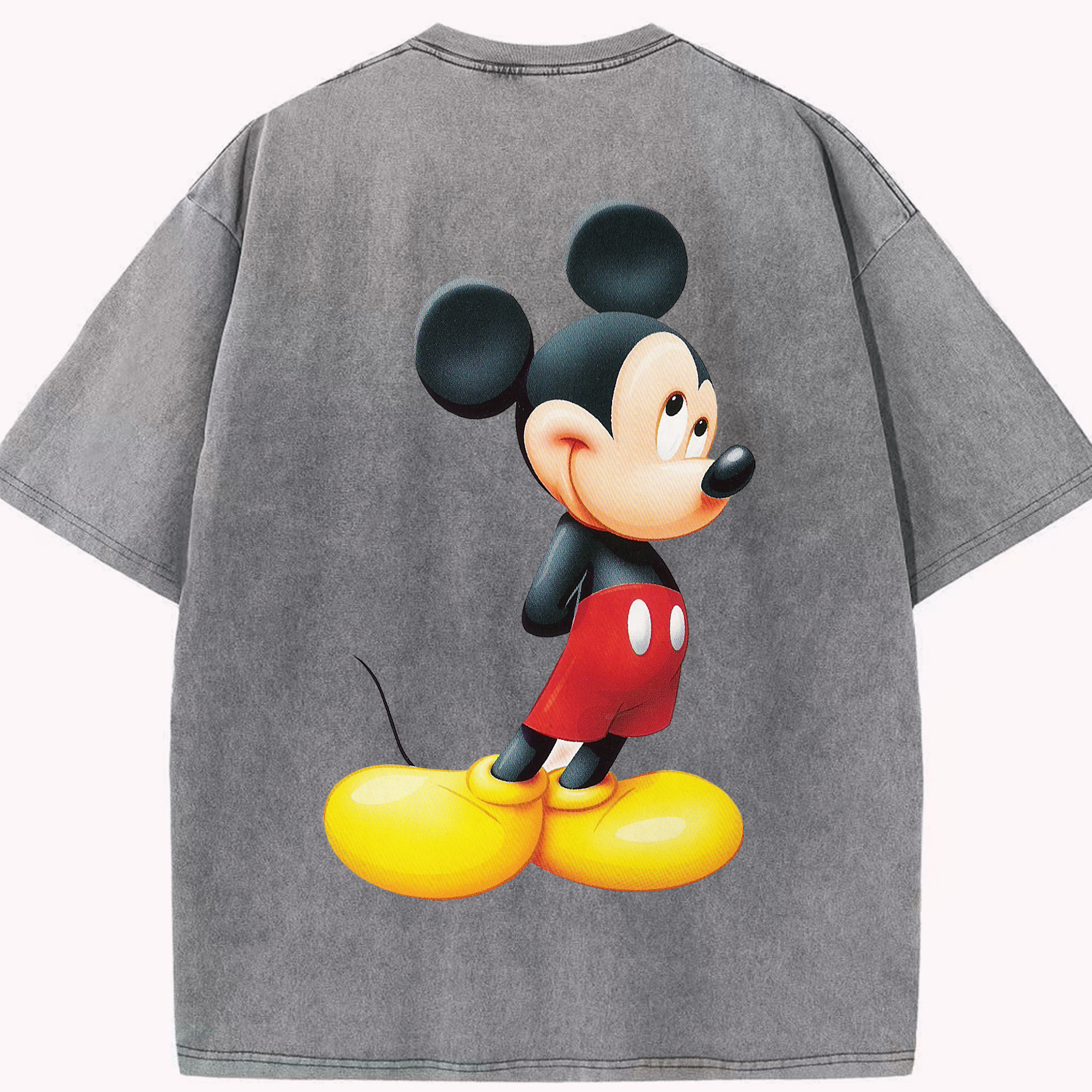 （画像用） ミッキーマウス Mickey Mouse 綿100% ヴィンテージ風 半袖Tシャツ（背面プリント）