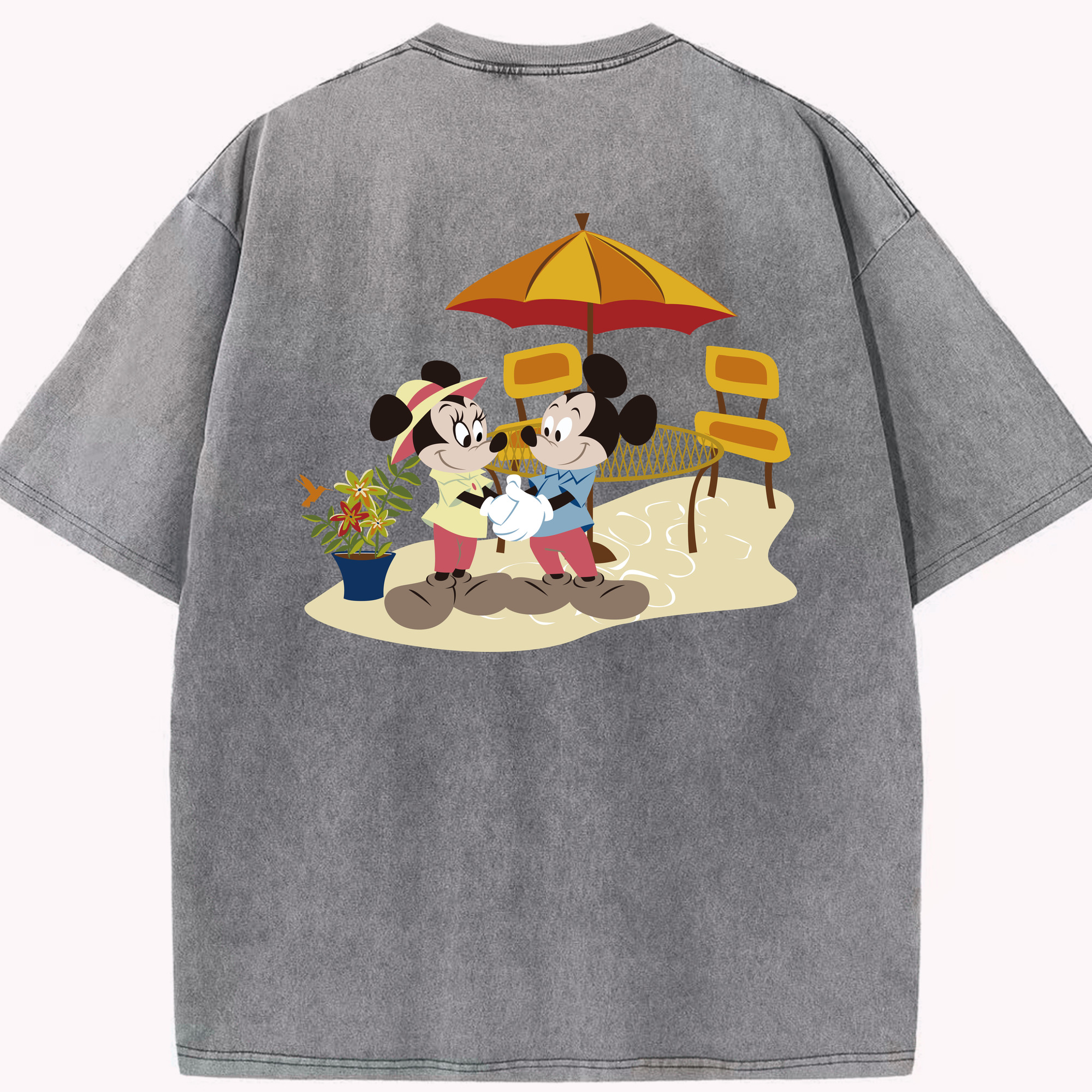 （画像用） ミッキーマウス Mickey Mouse 綿100% ヴィンテージ風 半袖Tシャツ（背面プリント）