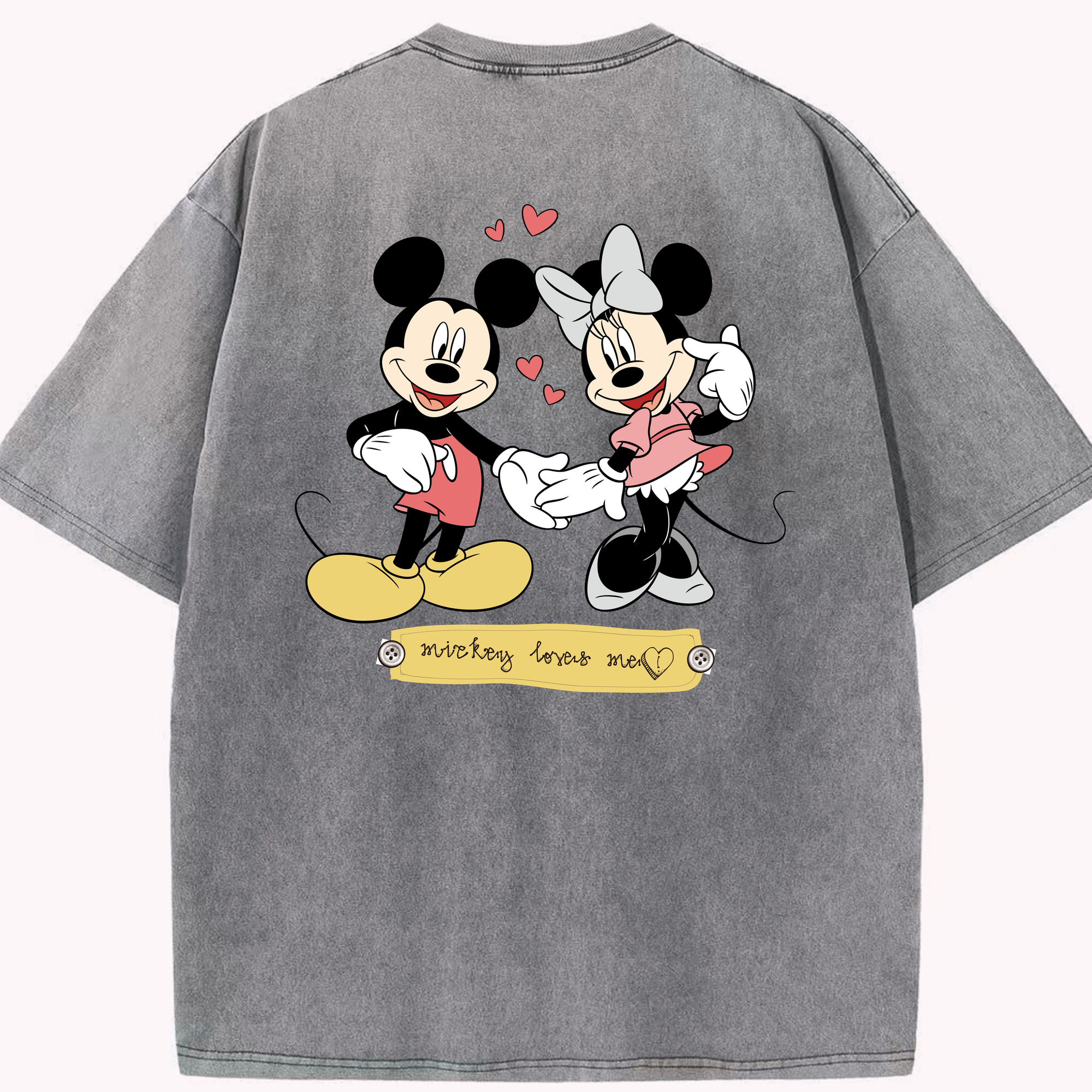 （画像用） ミッキーマウス Mickey Mouse 綿100% ヴィンテージ風 半袖Tシャツ（背面プリント）