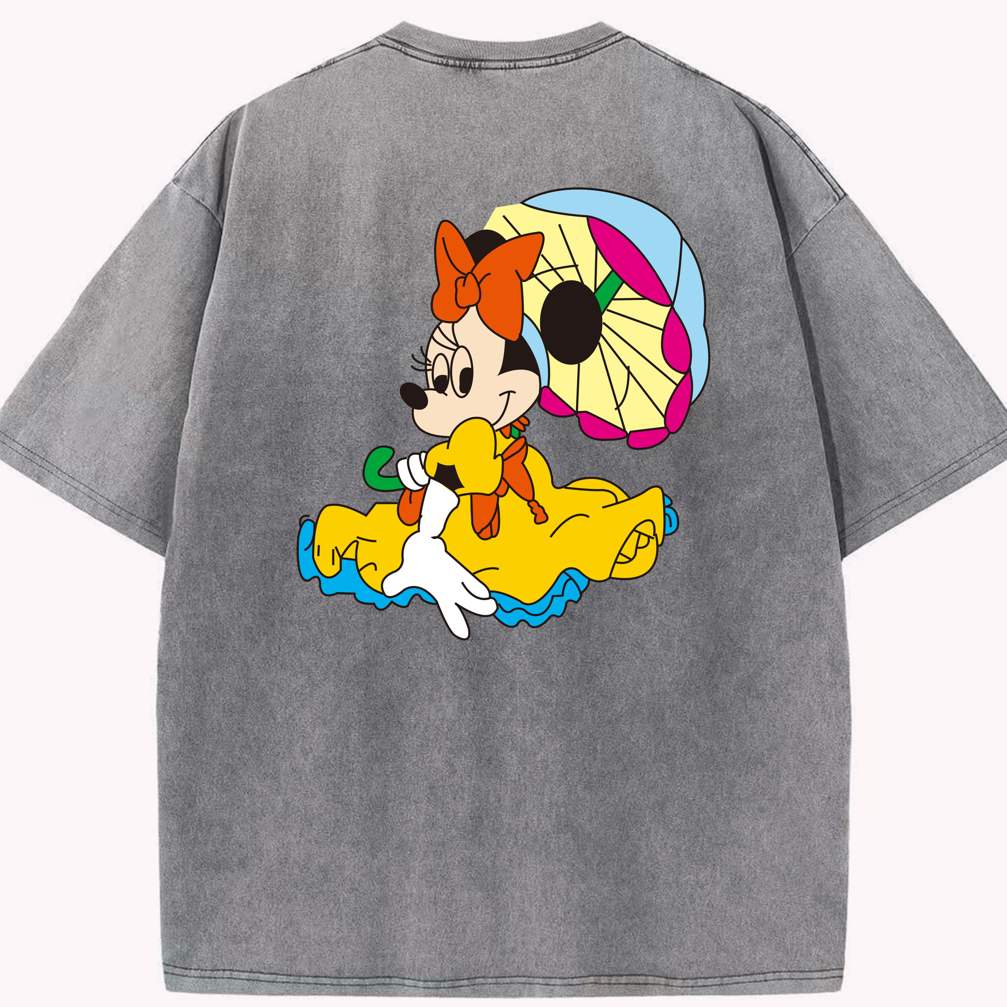 （画像用） ミッキーマウス Mickey Mouse 綿100% ヴィンテージ風 半袖Tシャツ（背面プリント）