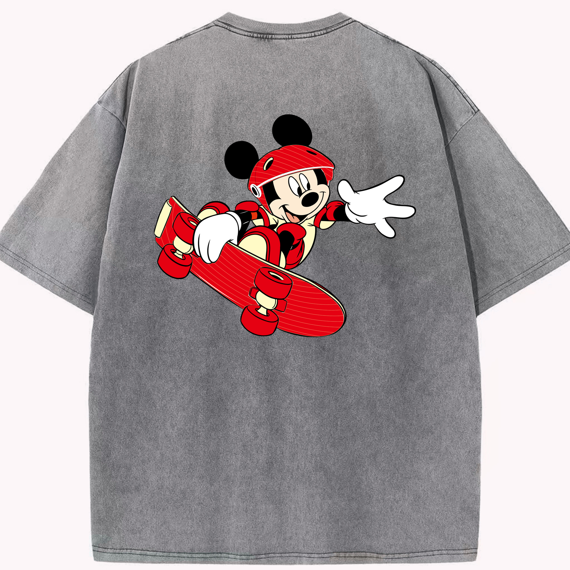 （画像用） ミッキーマウス Mickey Mouse 綿100% ヴィンテージ風 半袖Tシャツ（背面プリント）