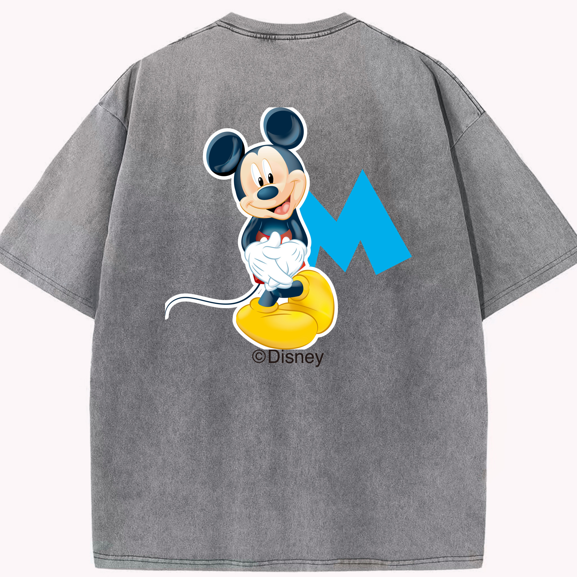 （画像用） ミッキーマウス Mickey Mouse 綿100% ヴィンテージ風 半袖Tシャツ（背面プリント）